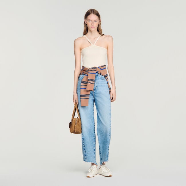 Korte ribgebreide top