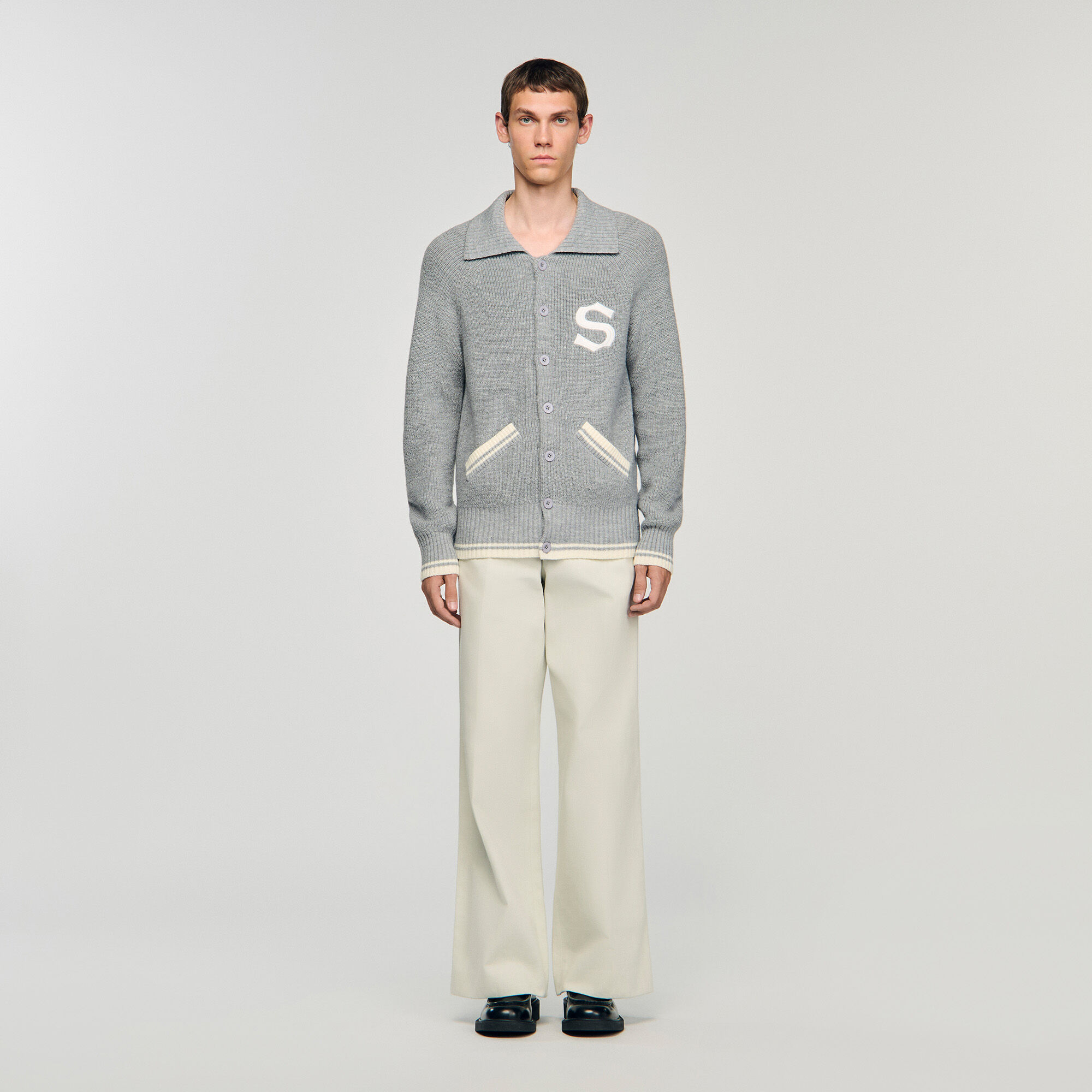 Wollen vest met patch S