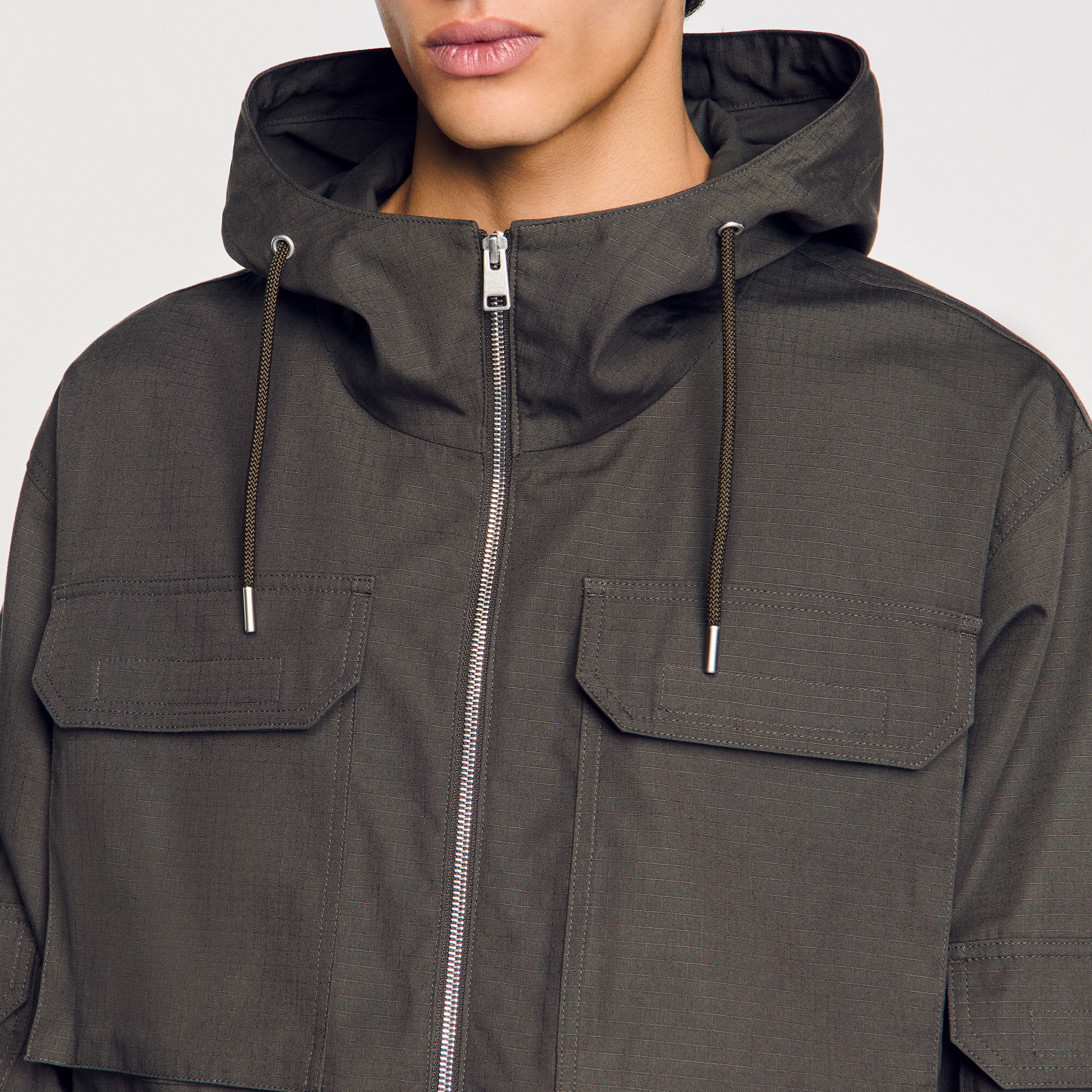 Parka jas leger met capuchon