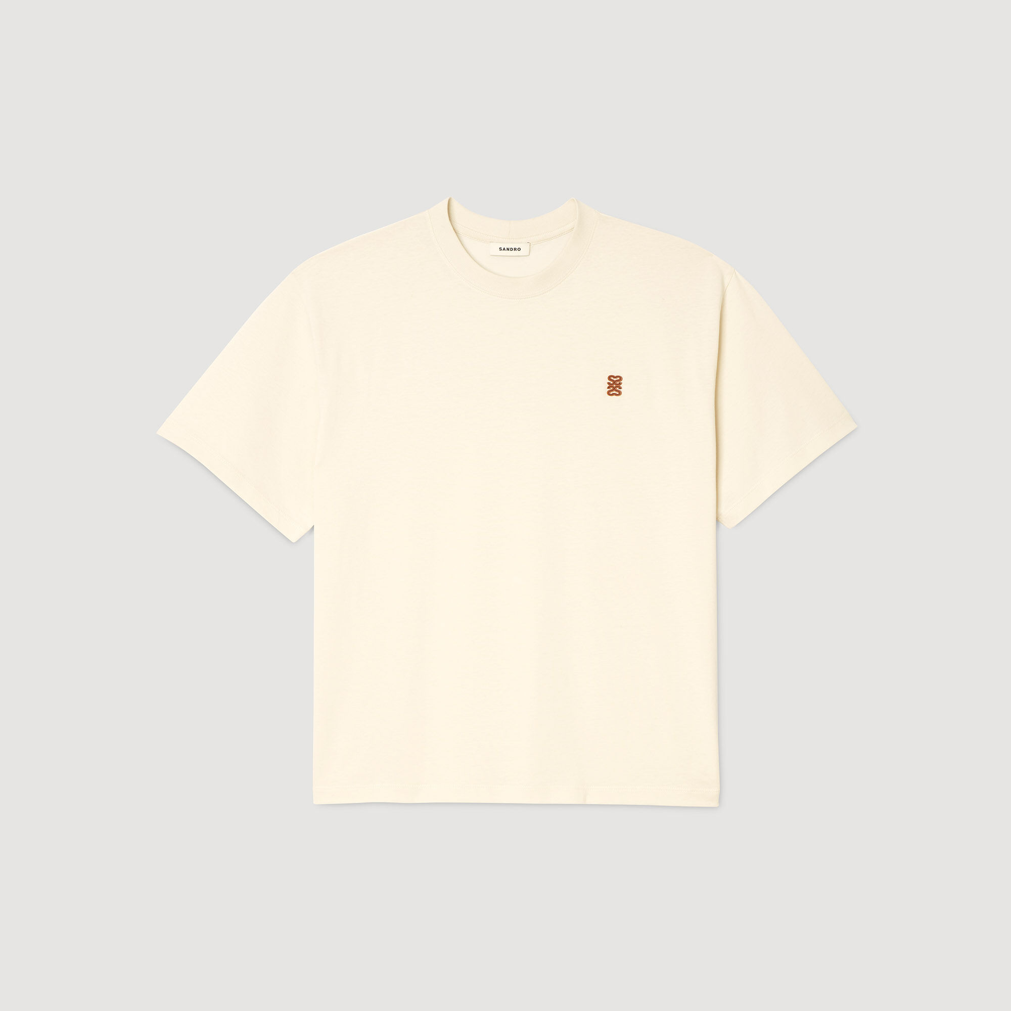T-shirt met leren logo