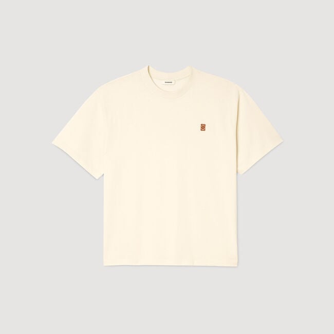 T-shirt met leren logo