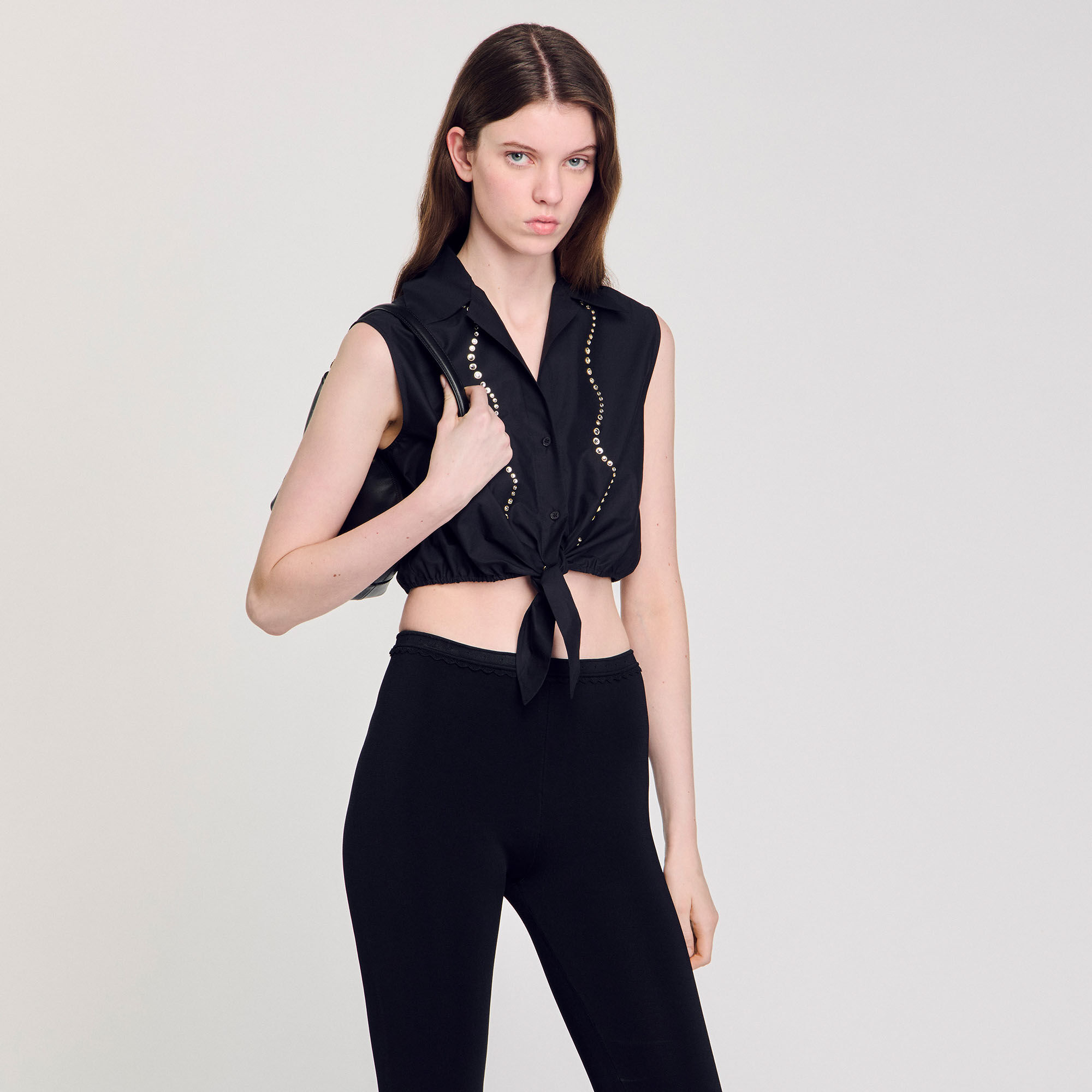 Overhemdblouse kort met stras
