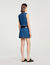 Top van denim en leer