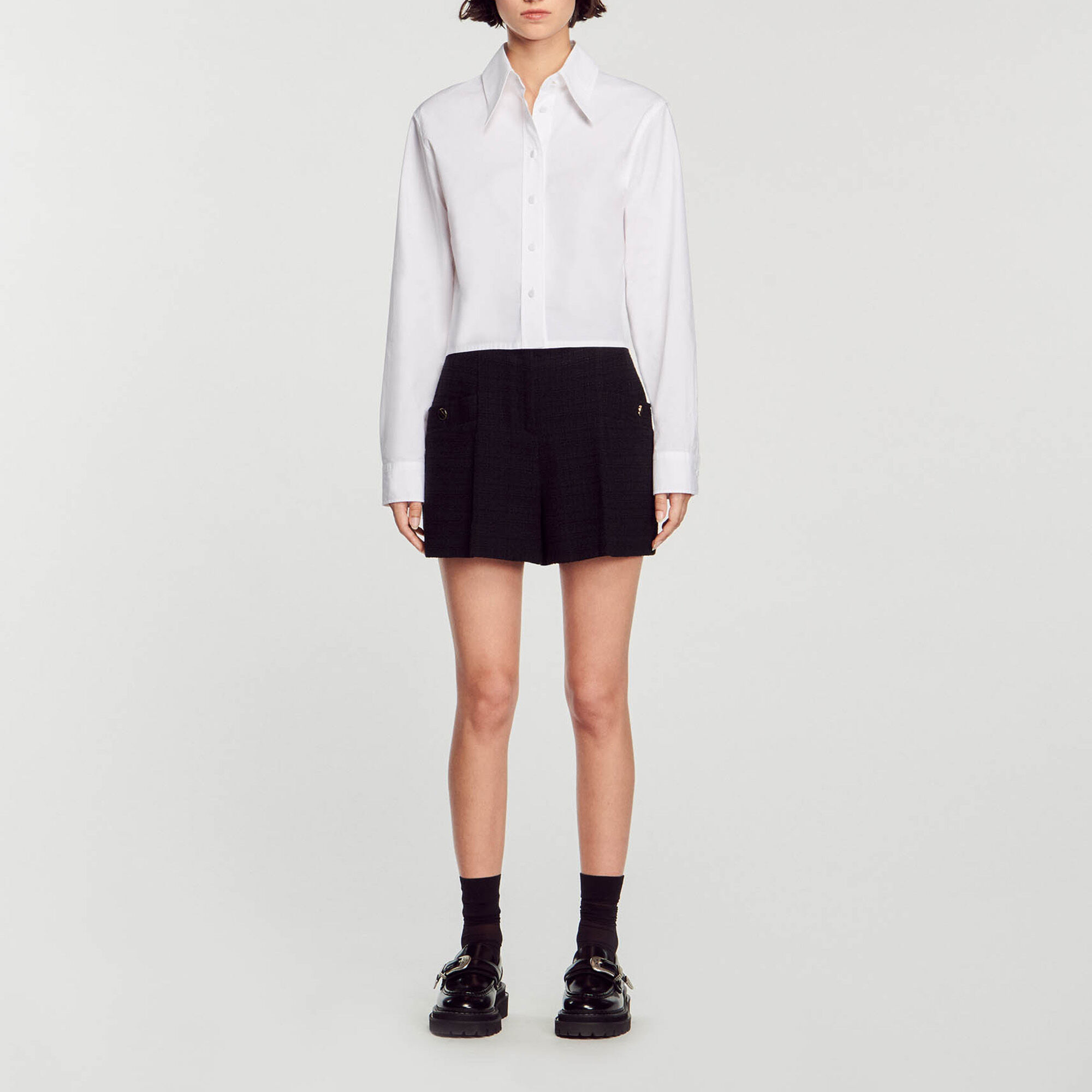 Tweed short met hoge taille