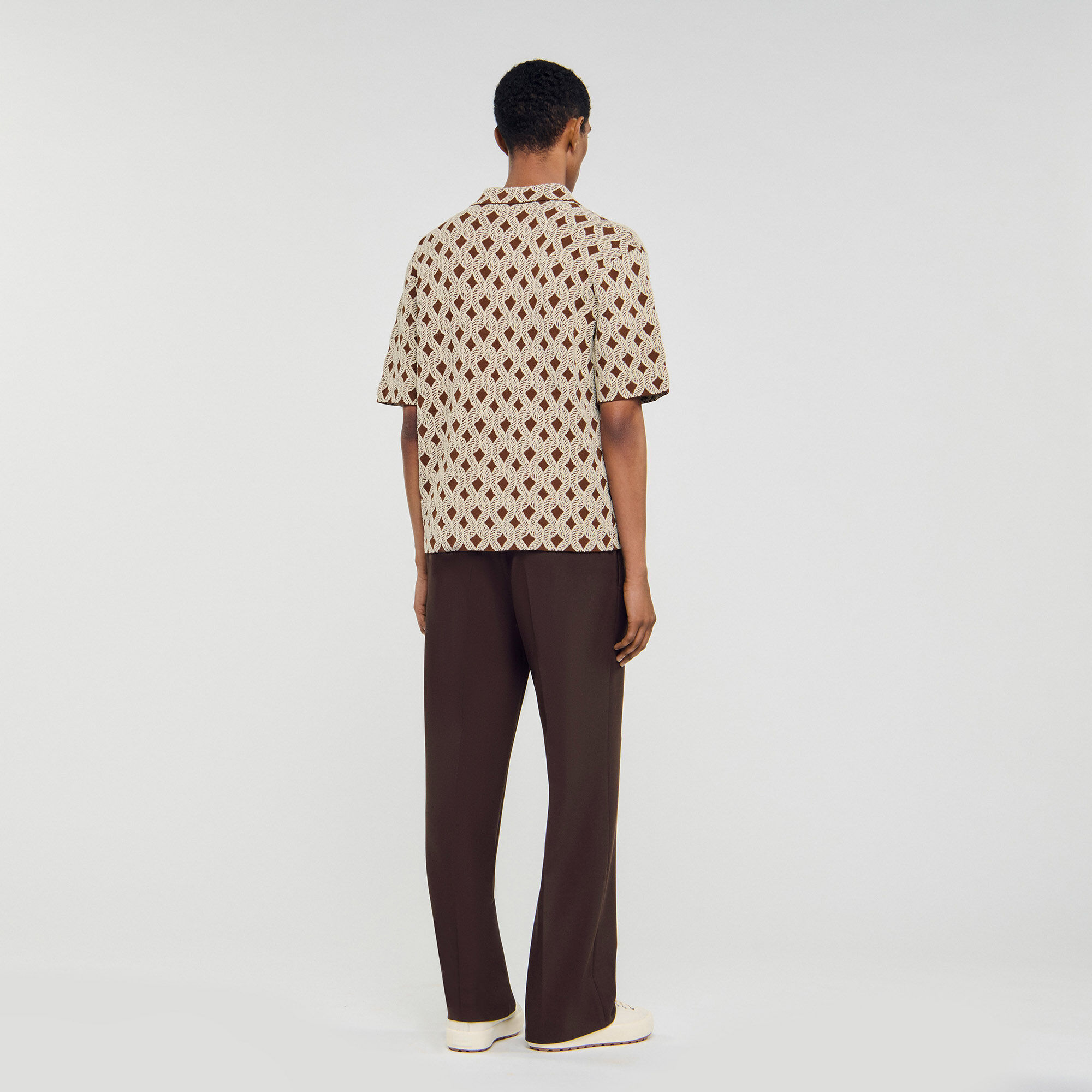 Overhemd cardigan met jacquard koord