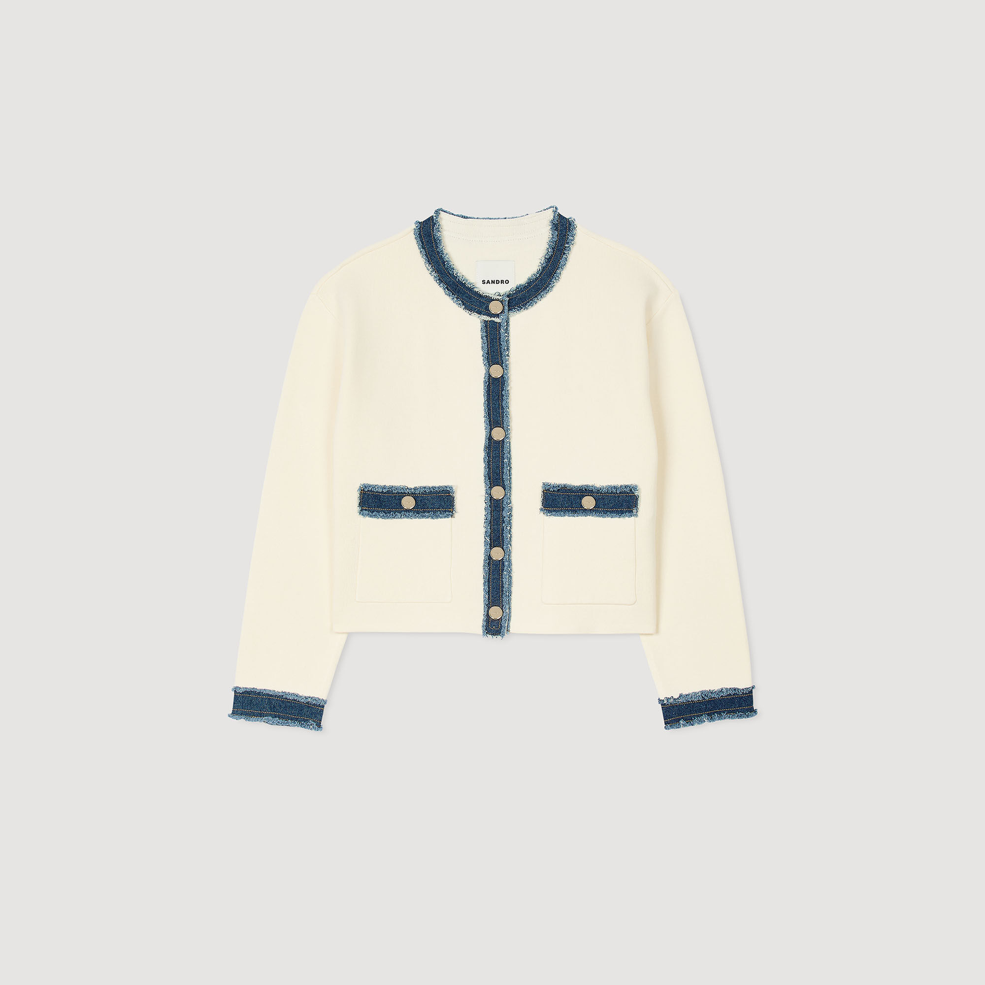 Cardigan vest met denim