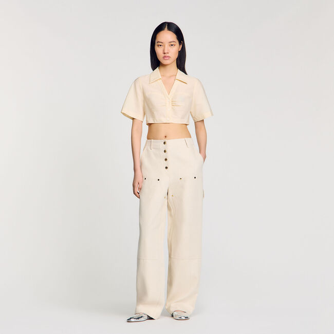 Korte overhemdblouse geplooid