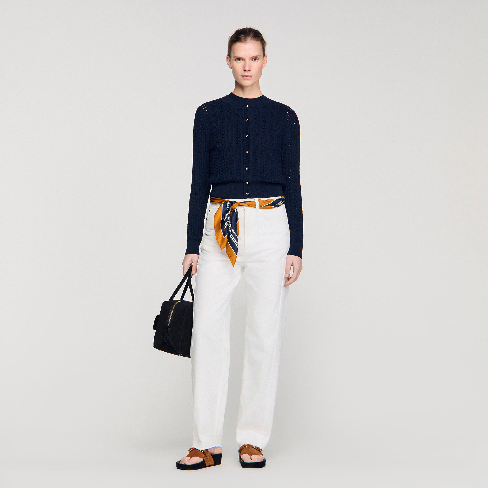 Kort gebreid vest met textuur