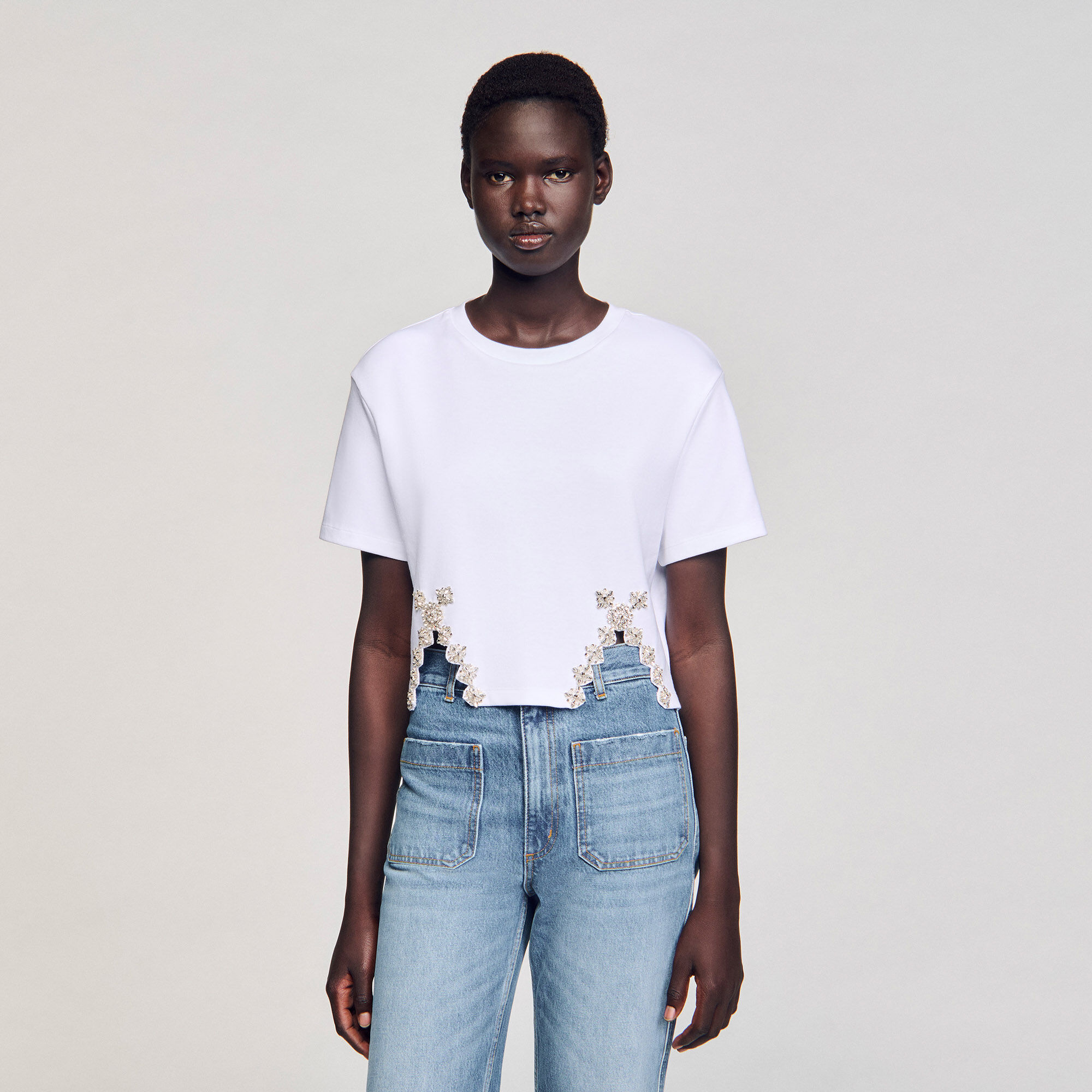 Kort T-shirt met stras