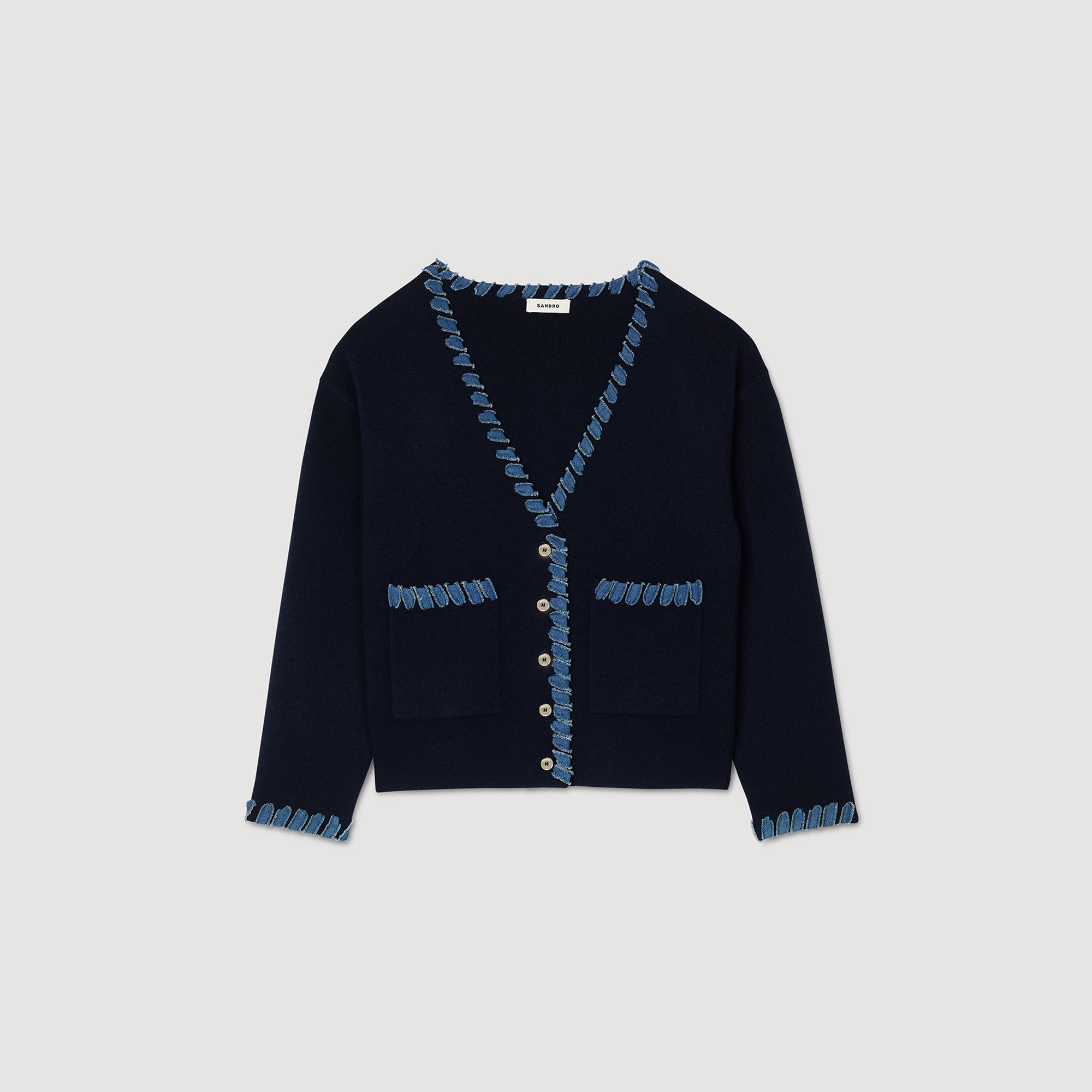 Cardigan vest met denim
