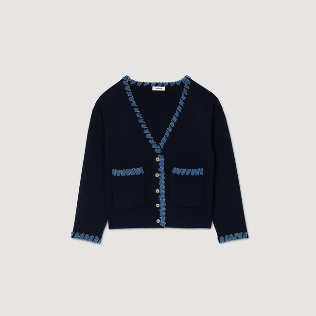 Cardigan vest met denim