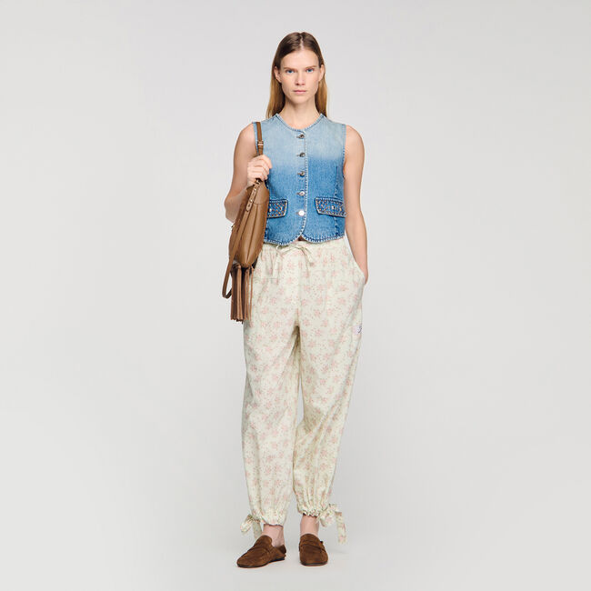 Pantalon wijd bloemenprint