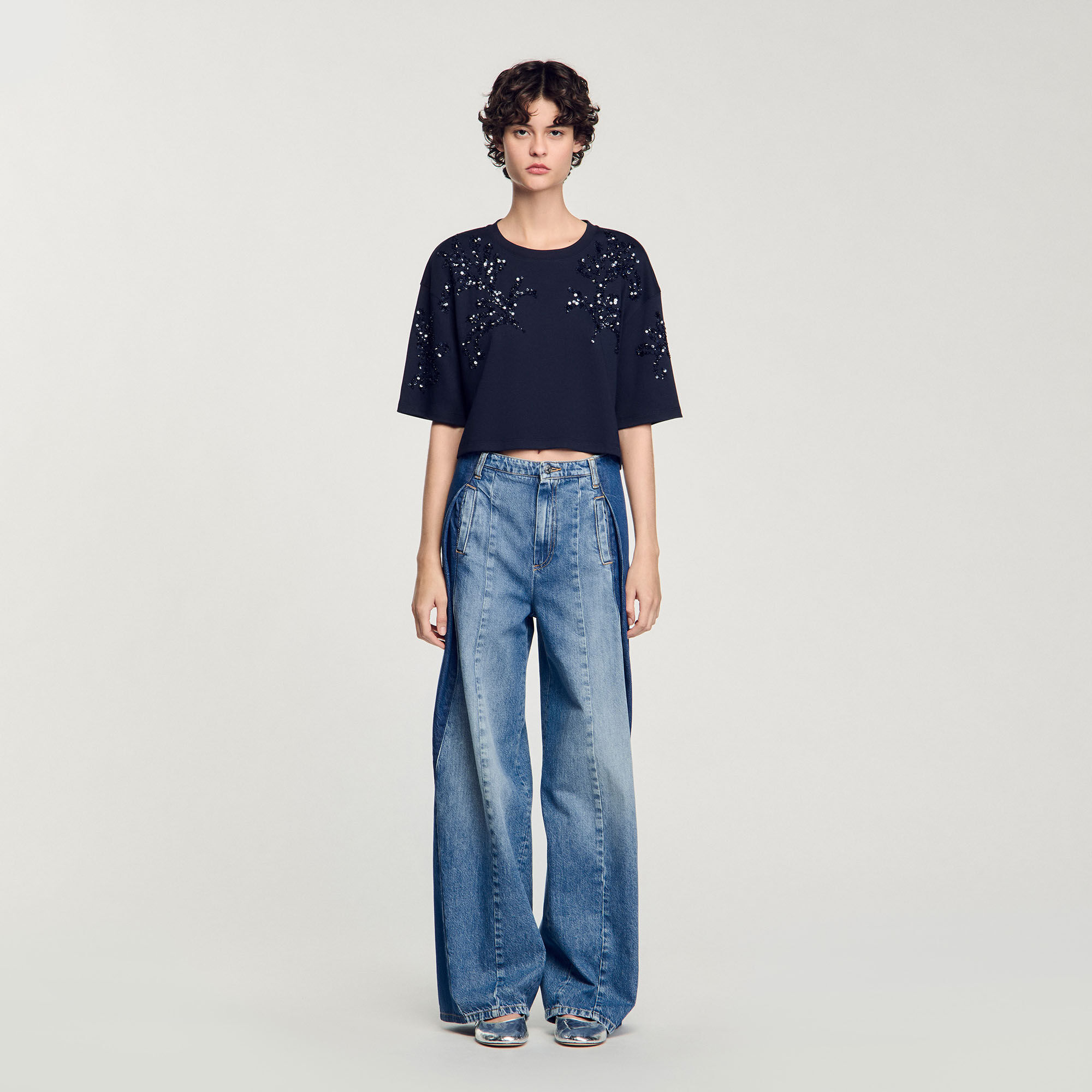 T-shirt details met parels