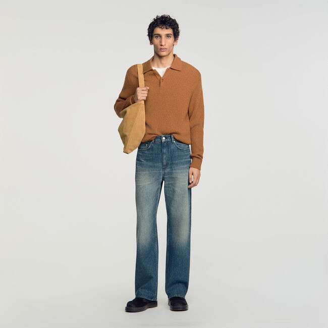 Katoenen jeans baggy fit stone wash