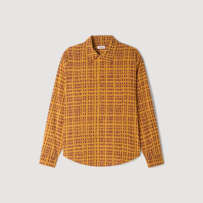 Overhemd met velours flockprint
