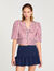 Overhemdblouse gestreept en volants