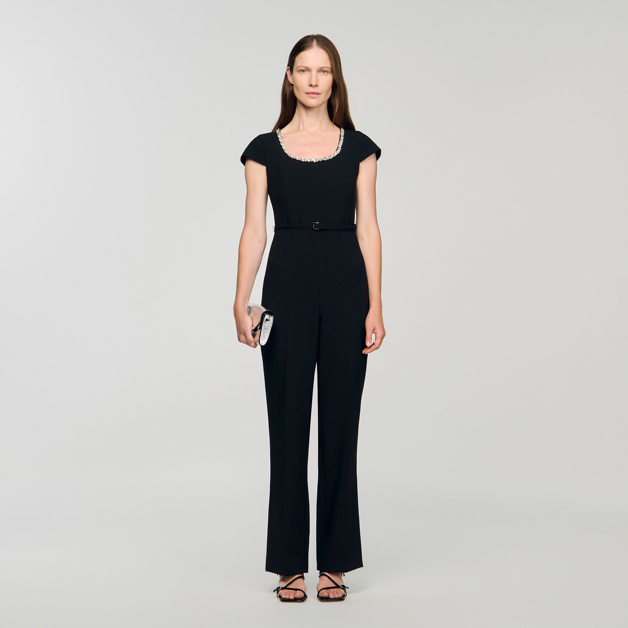 Jumpsuit met strasskraag