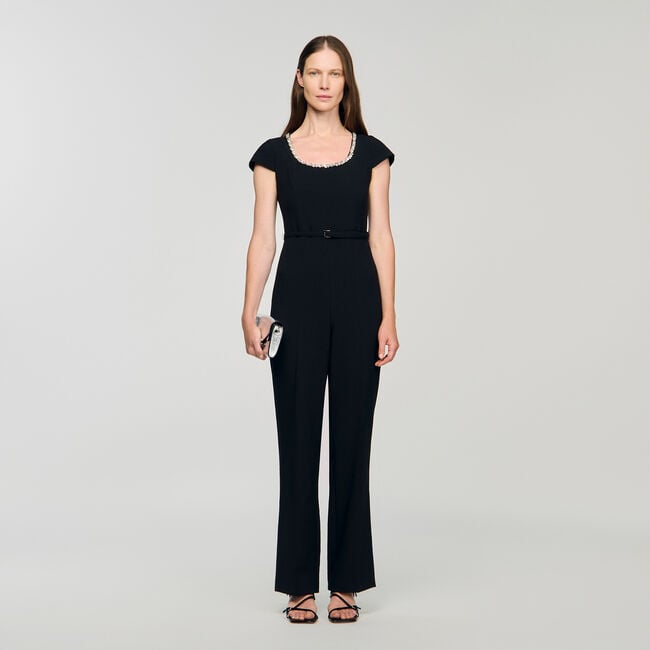 Jumpsuit met strasskraag
