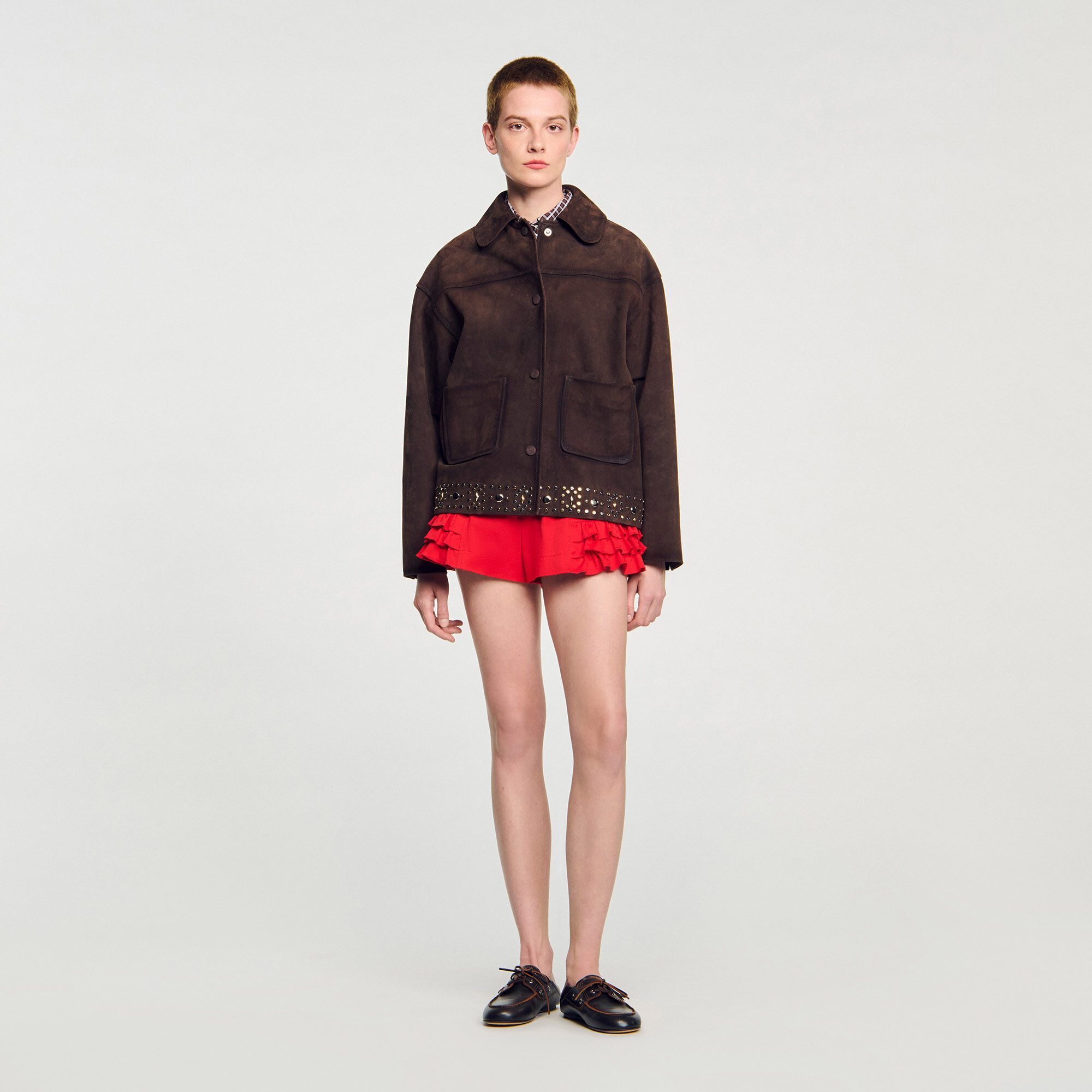 Suède leren jas met studs