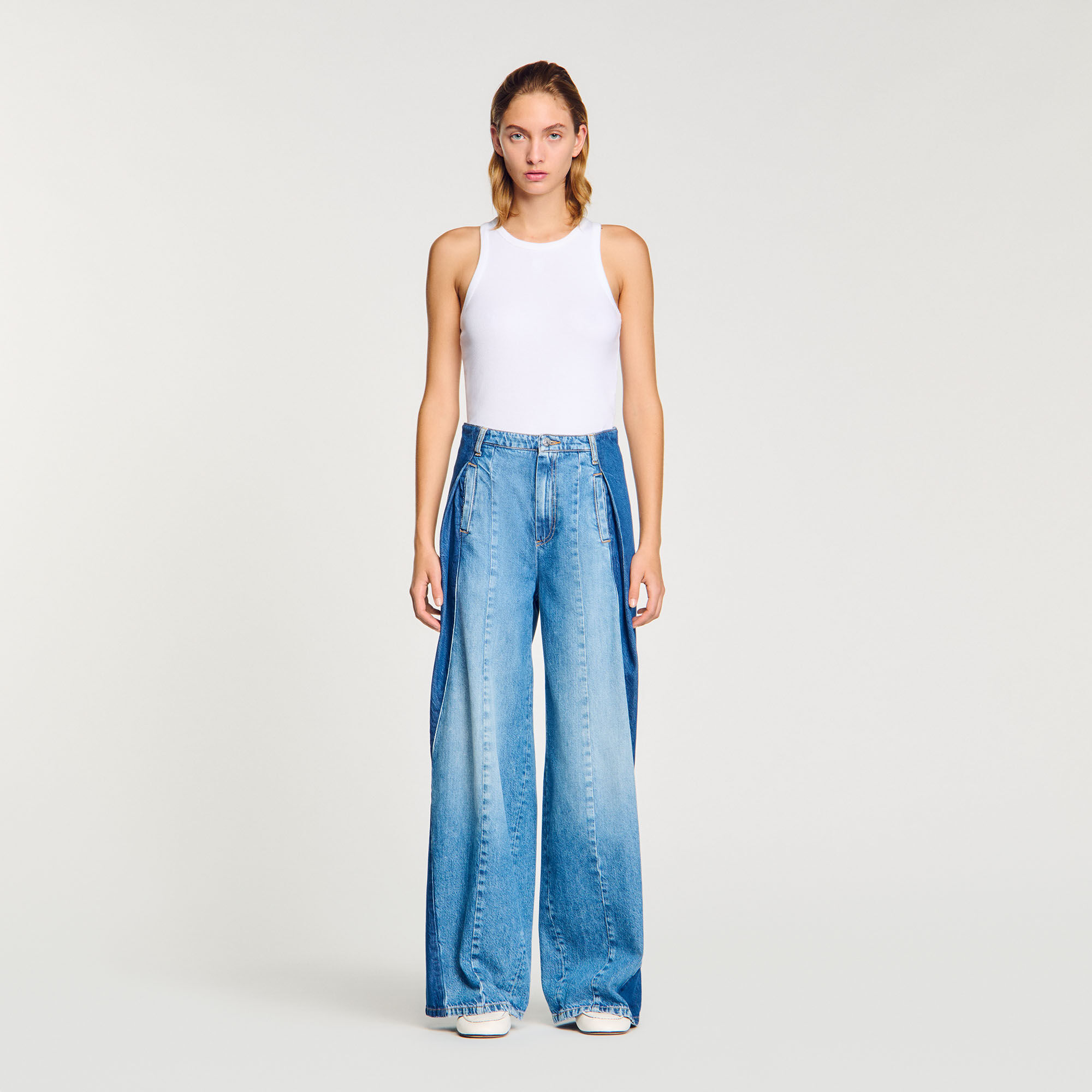 Jeans contrasterende inzetstukken