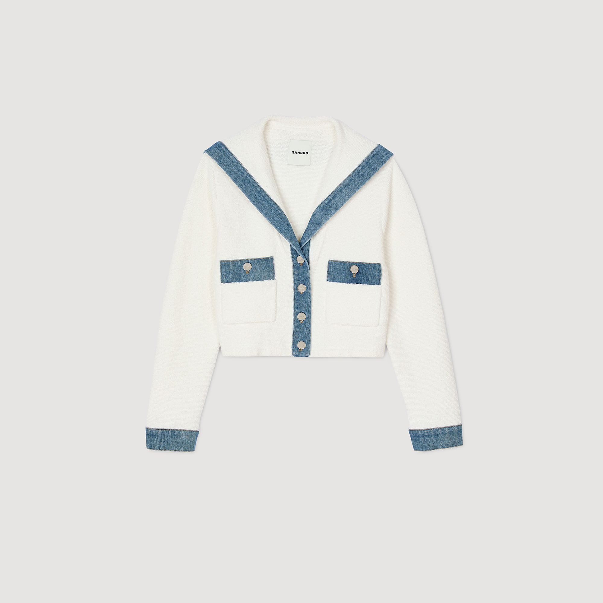 Cardigan vest met denim