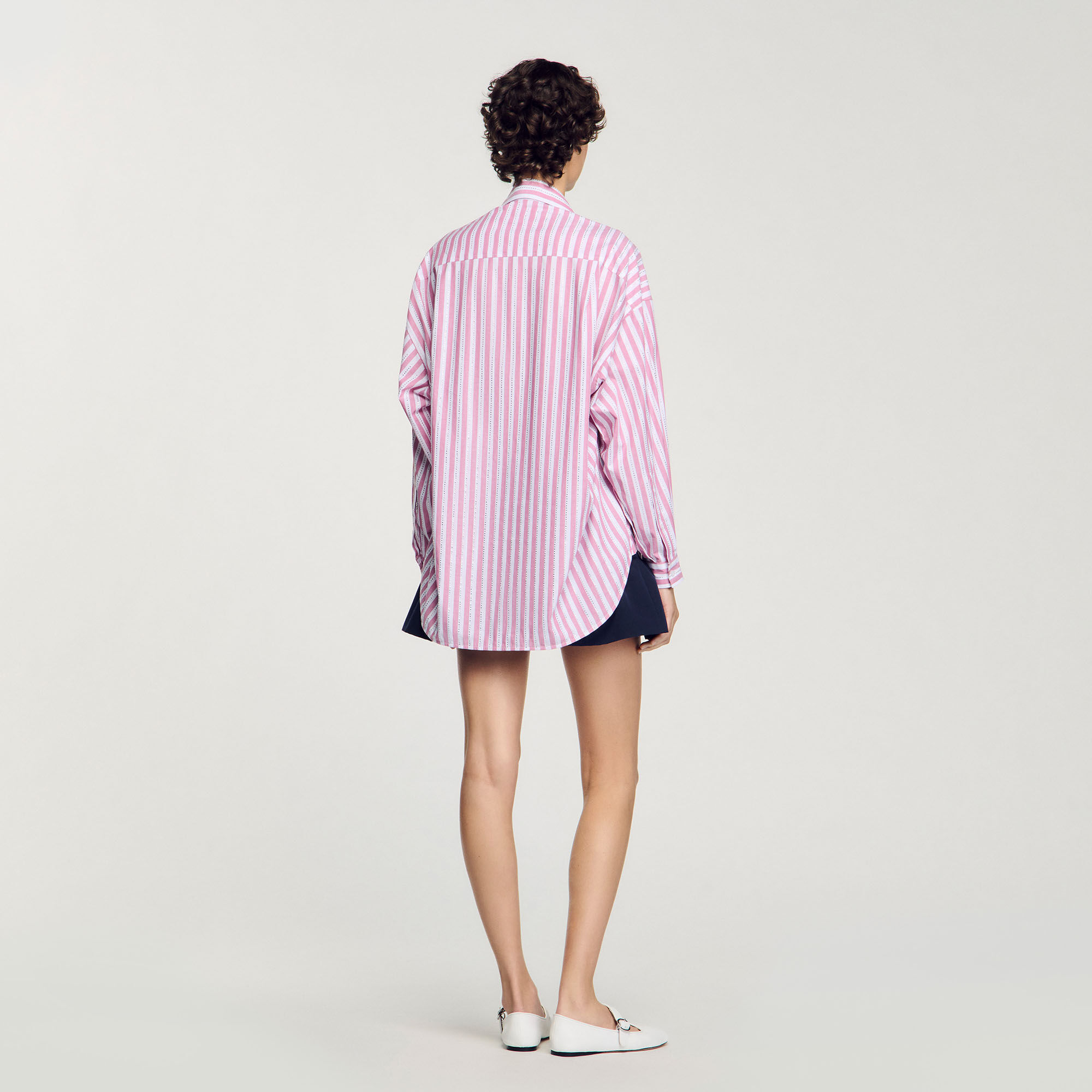 Overhemdblouse gestreept met stras