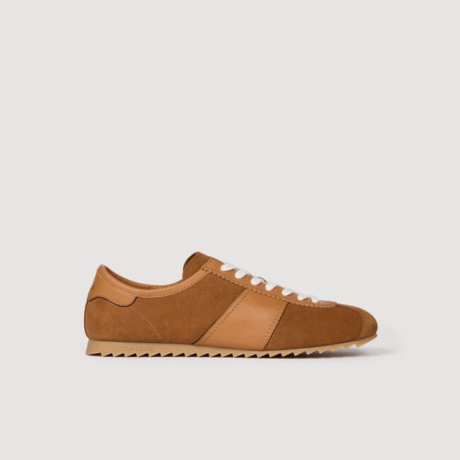 Sneakers laag leer en su&egrave;de