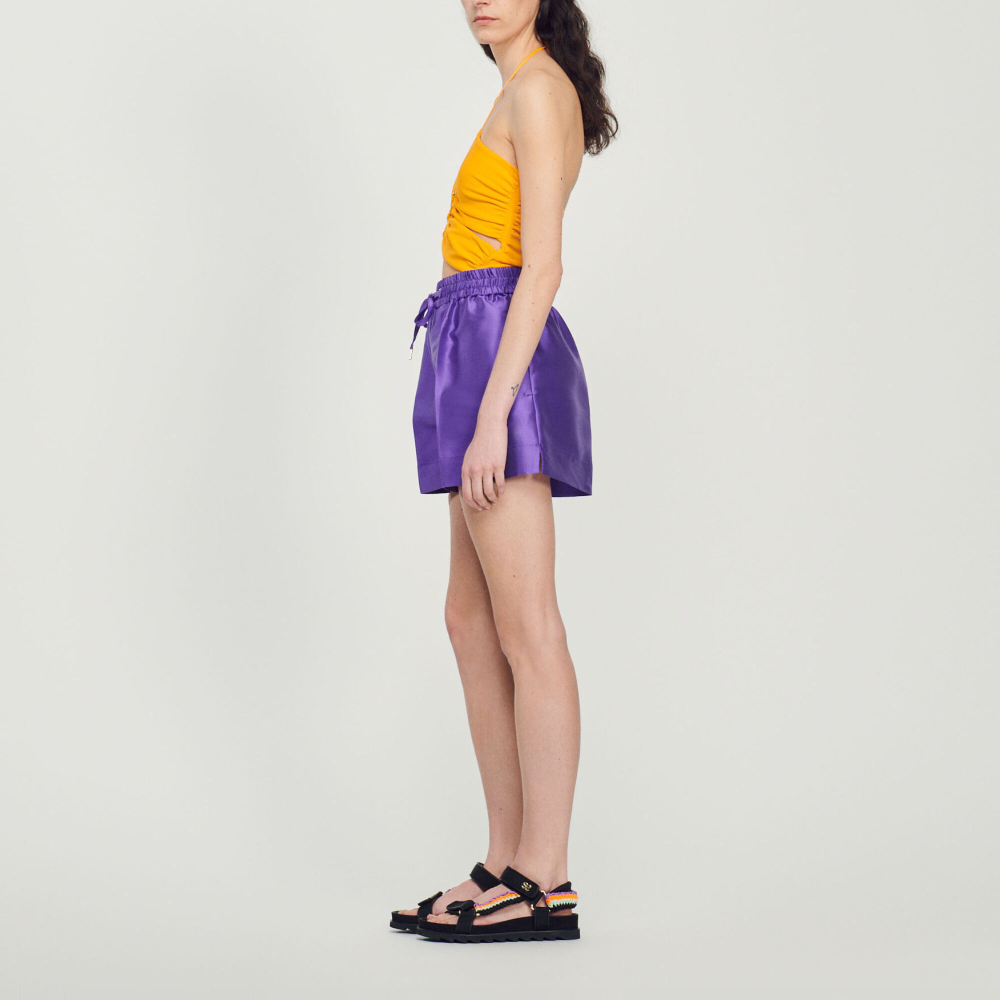 Wijde satijnen short