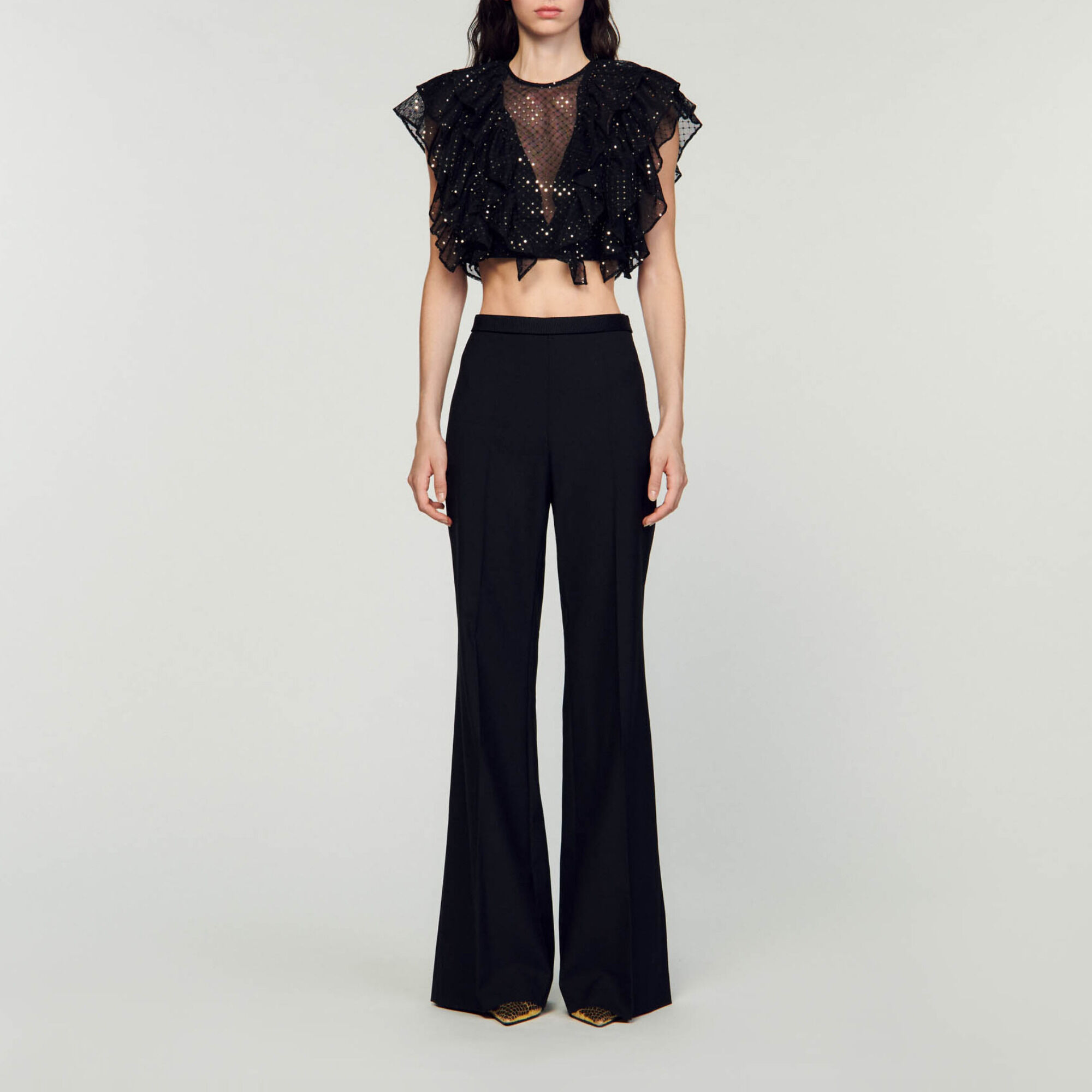 Korte top met ruches