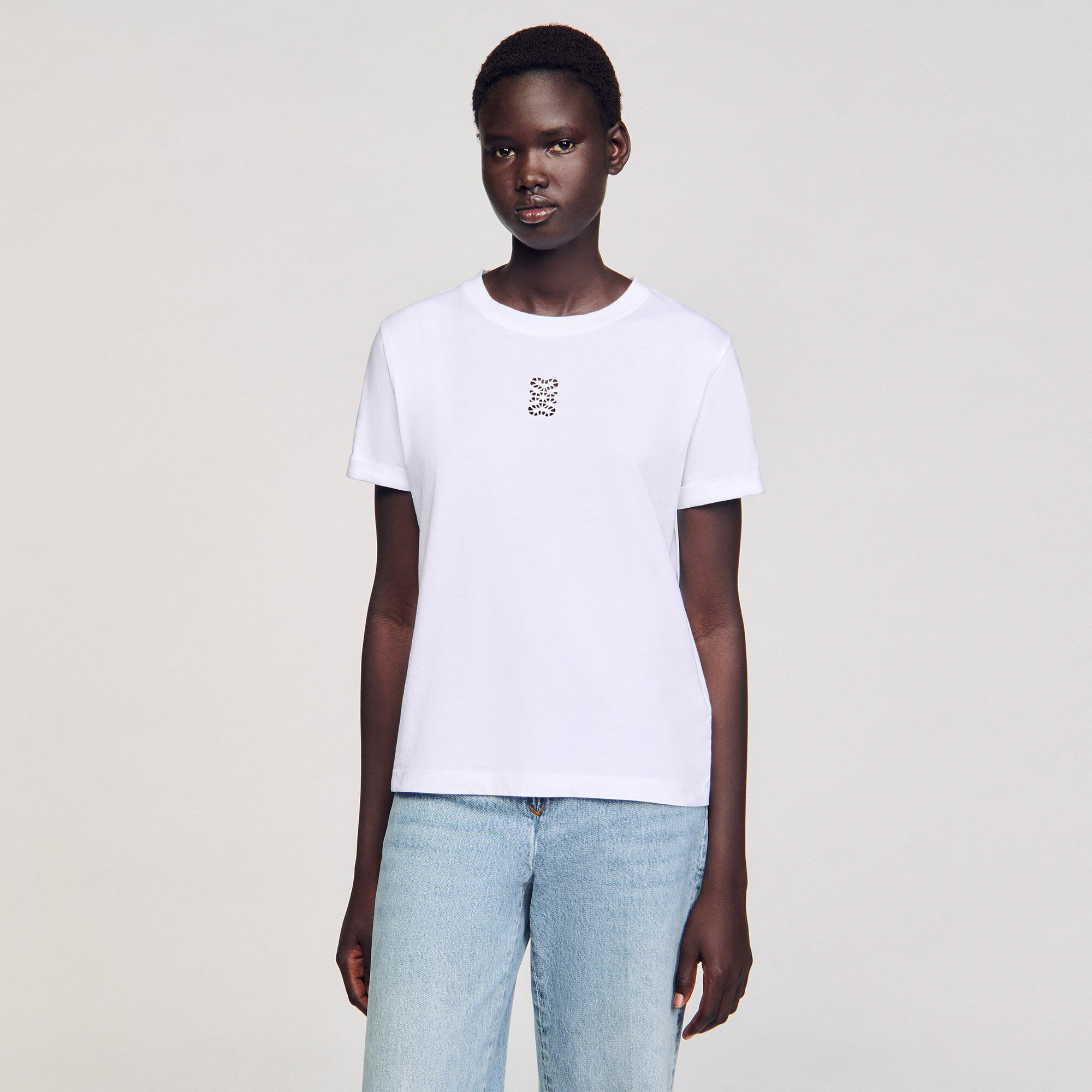 T-shirt katoen met borduurwerk