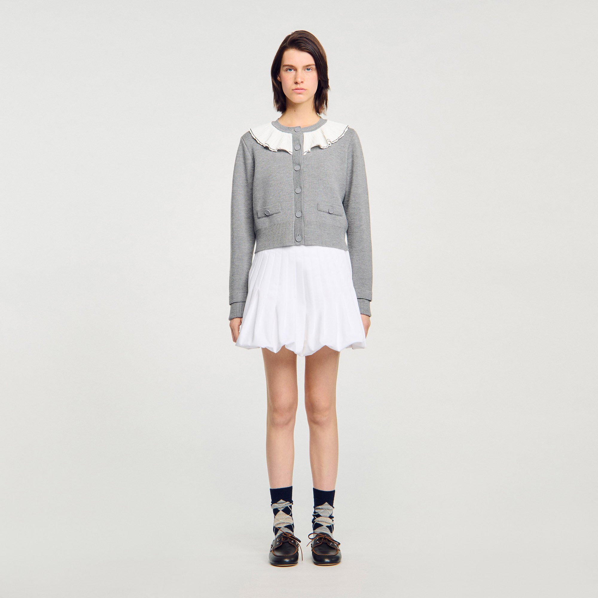 Cardigan vest contrasterende kraag