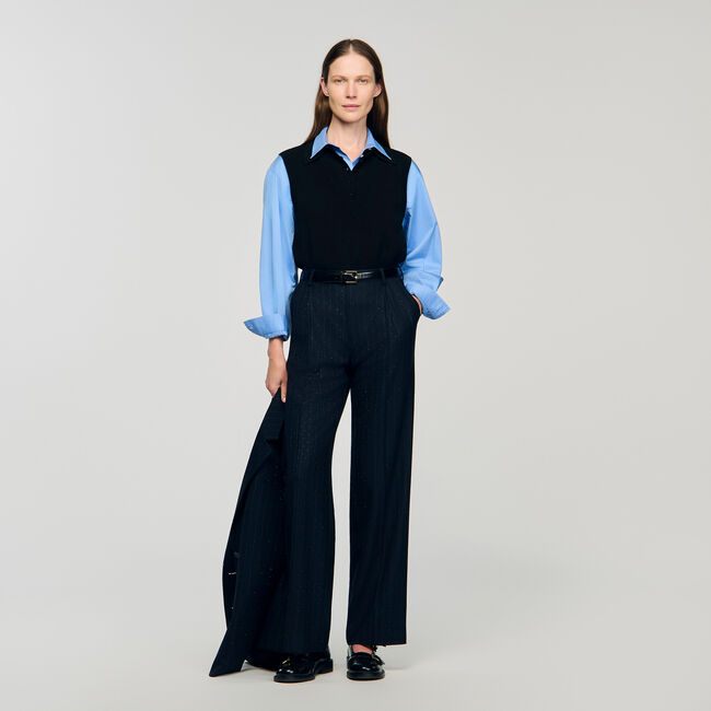 Gestreepte broek met stras