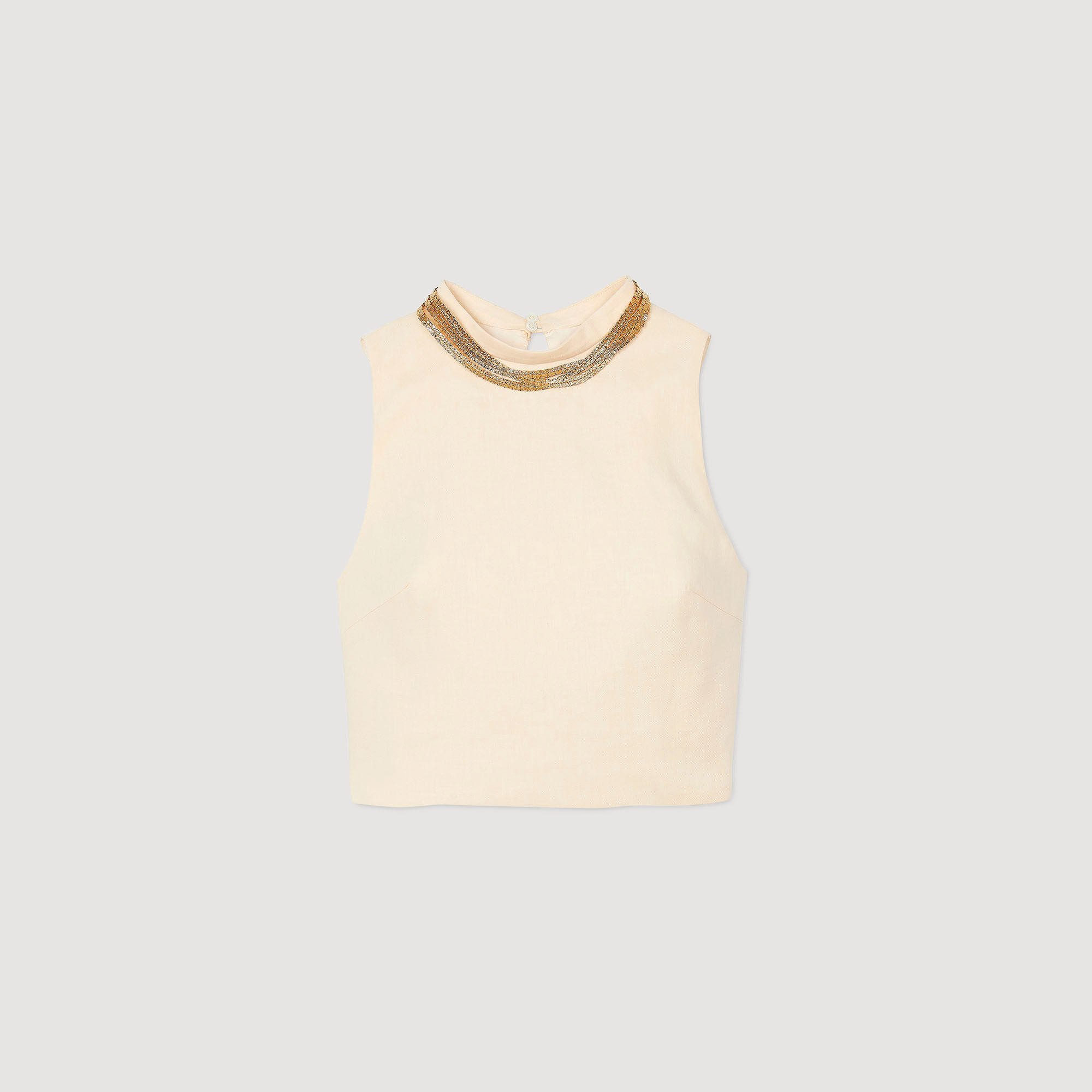 Korte top tricot met ketting