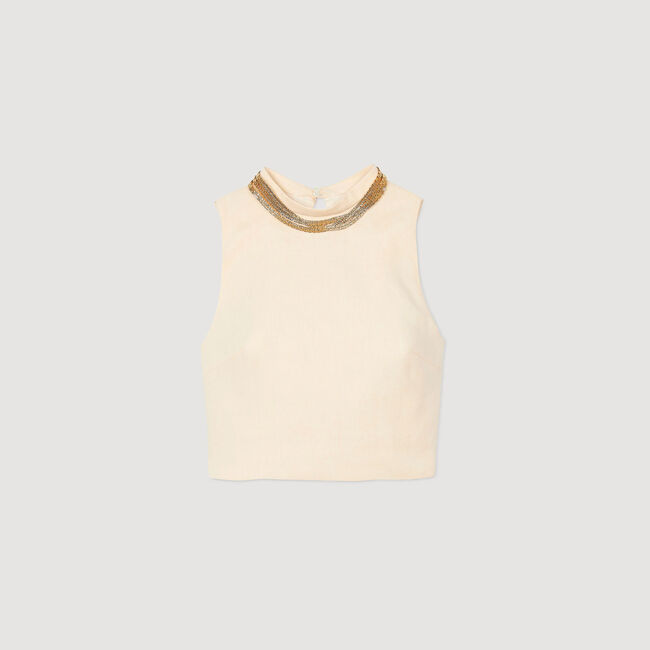 Korte top tricot met ketting