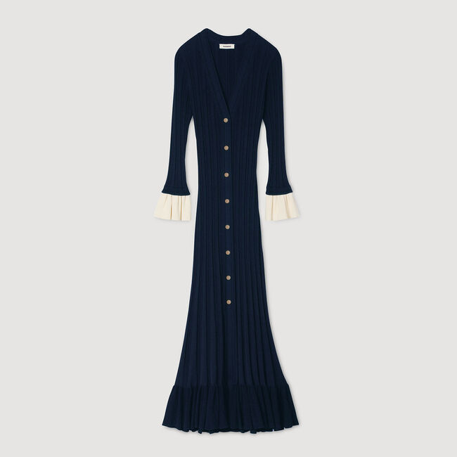 Lange jurk tweekleurig tricot