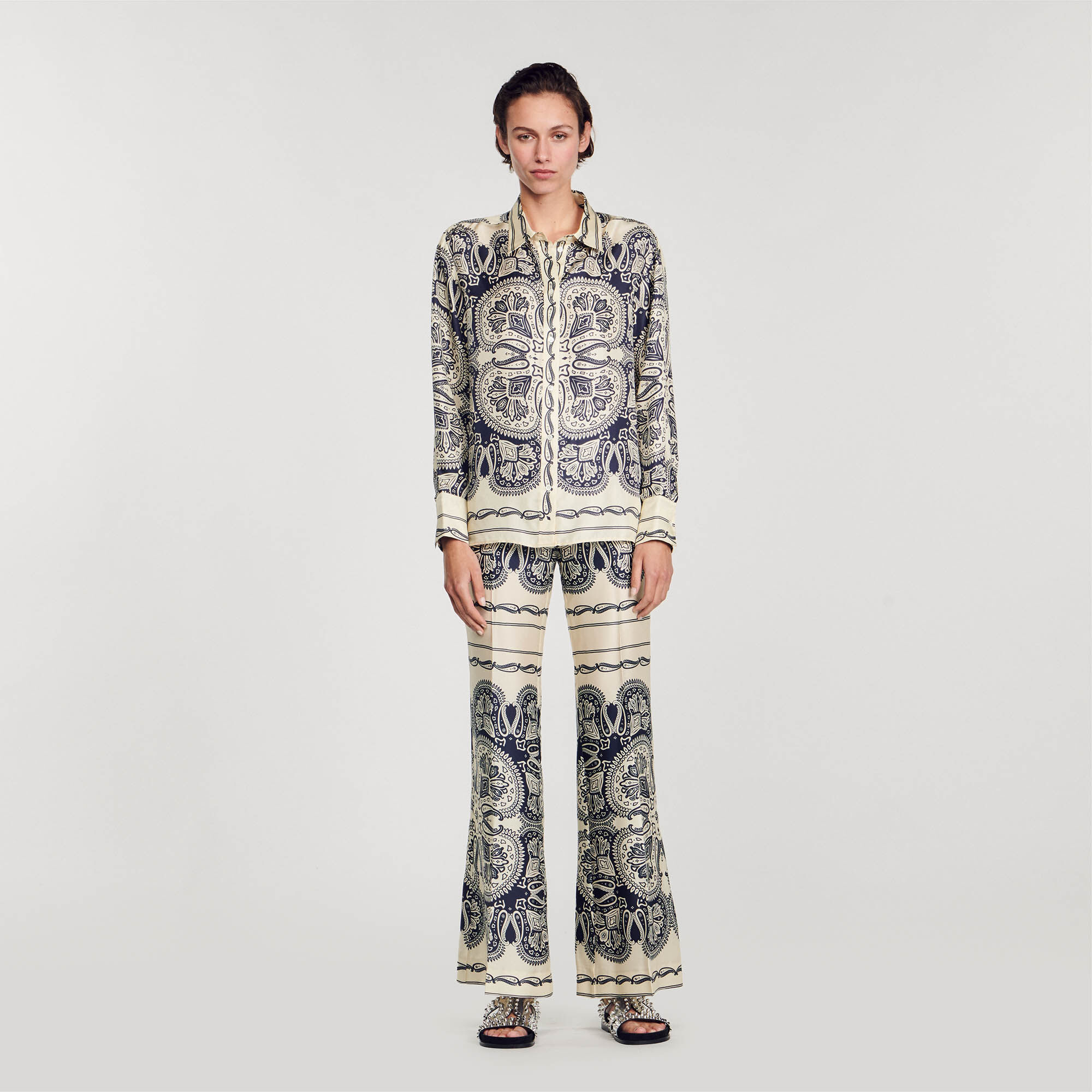 Overhemdblouse zijde met print