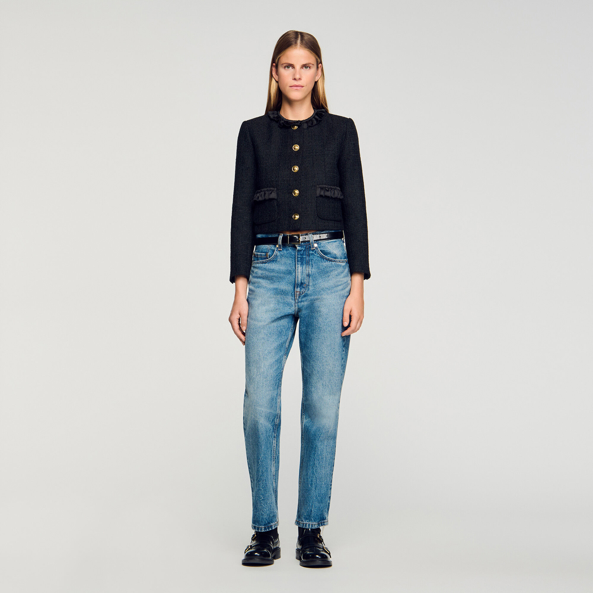Tweed jasje met ruches