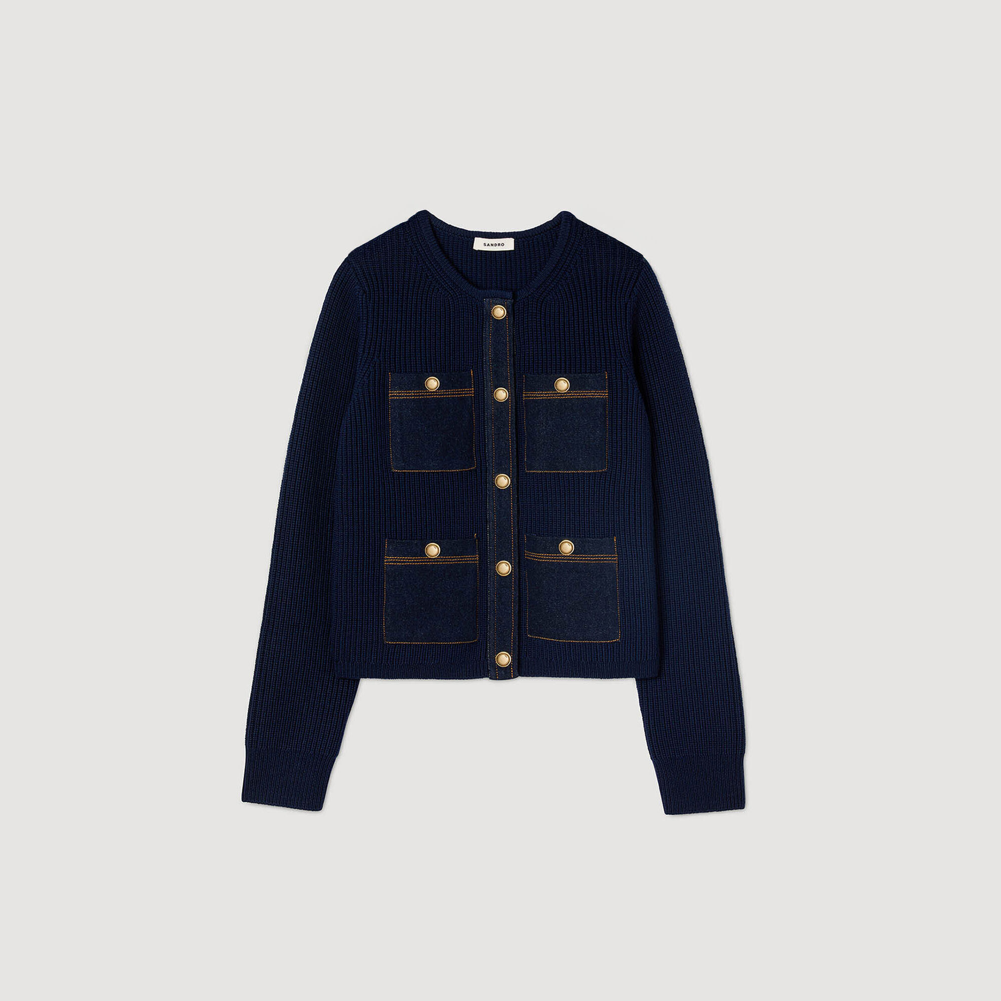 Cardigan vest met denim