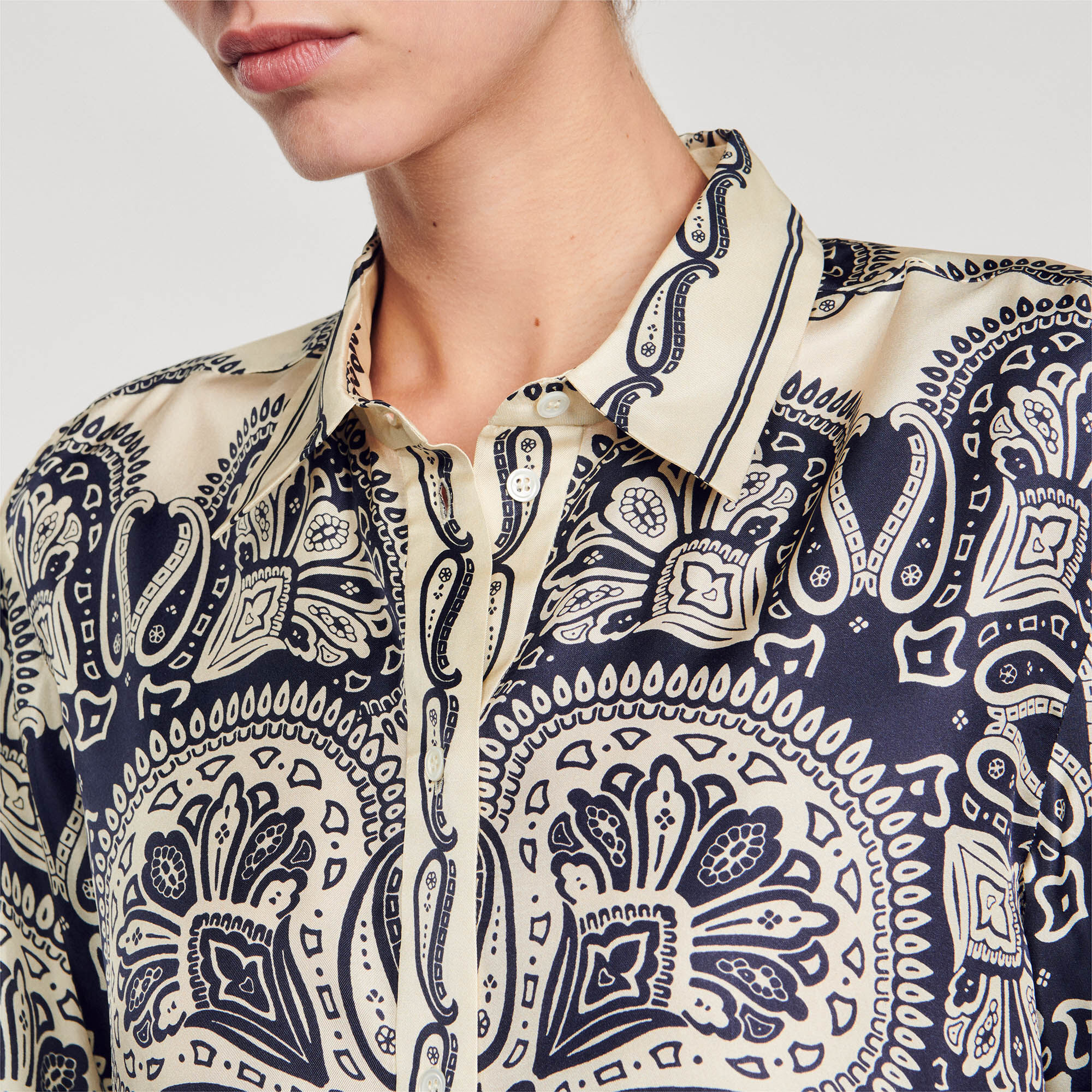 Overhemdblouse zijde met print