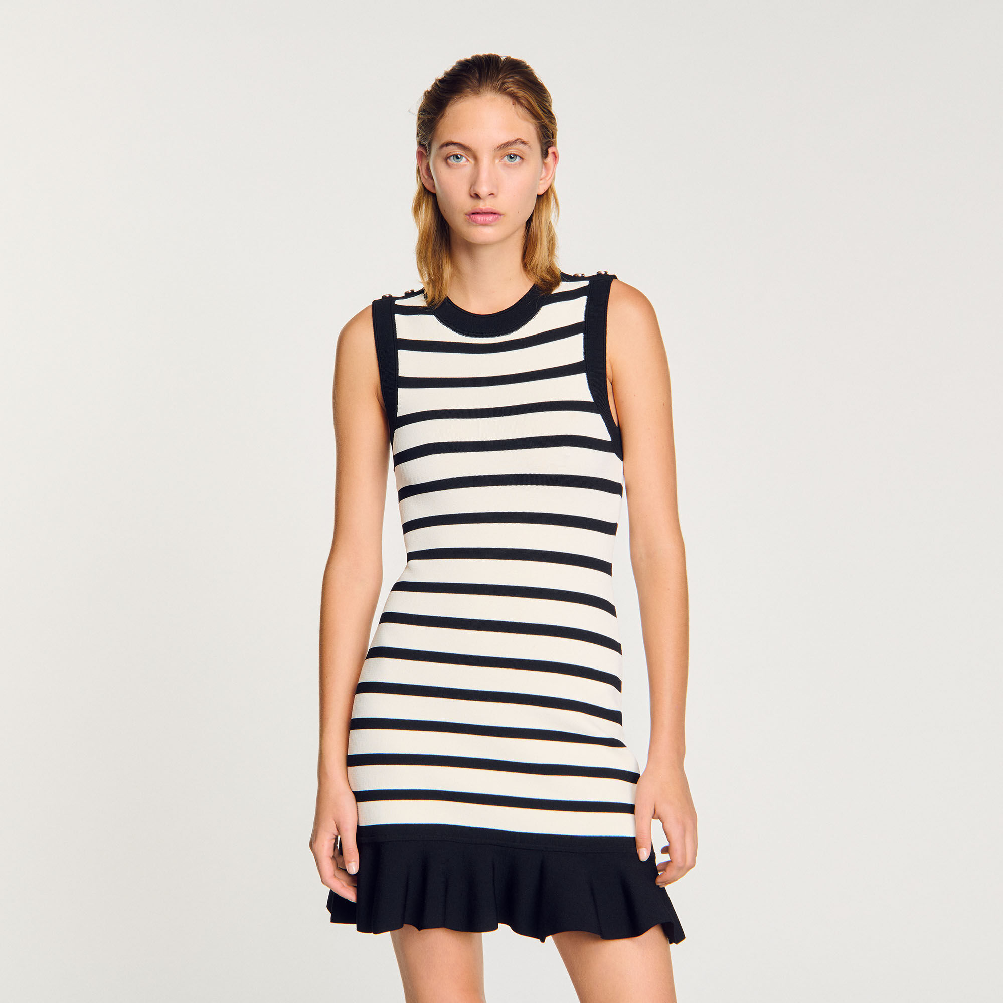 Jurk kort tricot gestreept