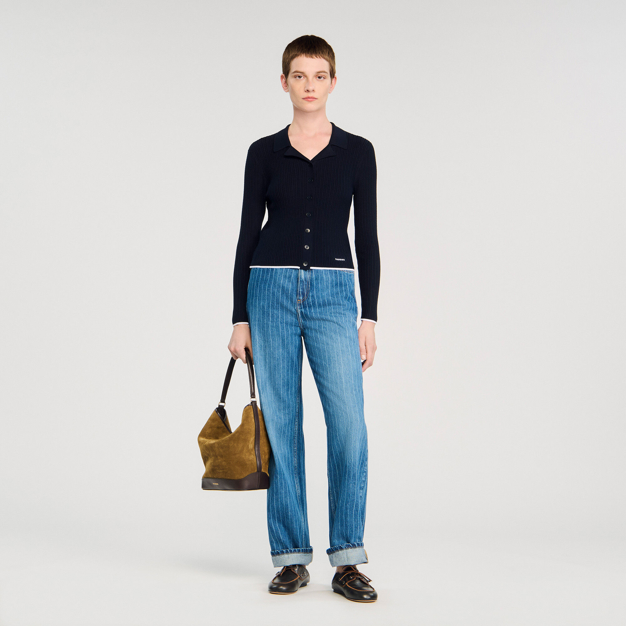 Cardigan vest kort polokraag
