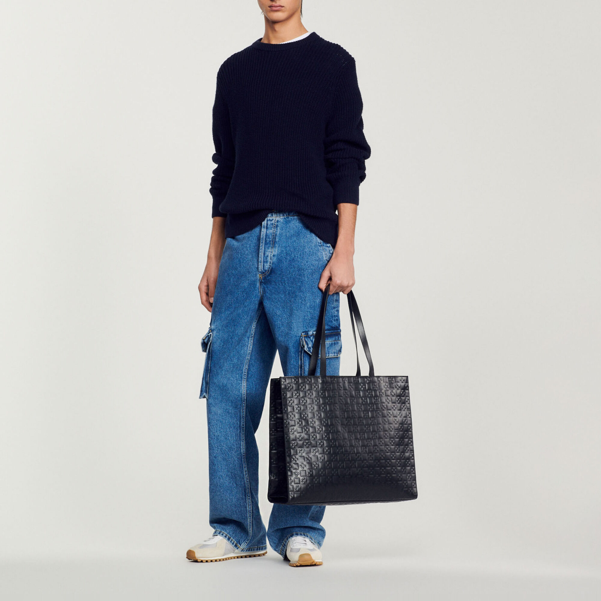 Grote shopper reliëfleer met monogram
