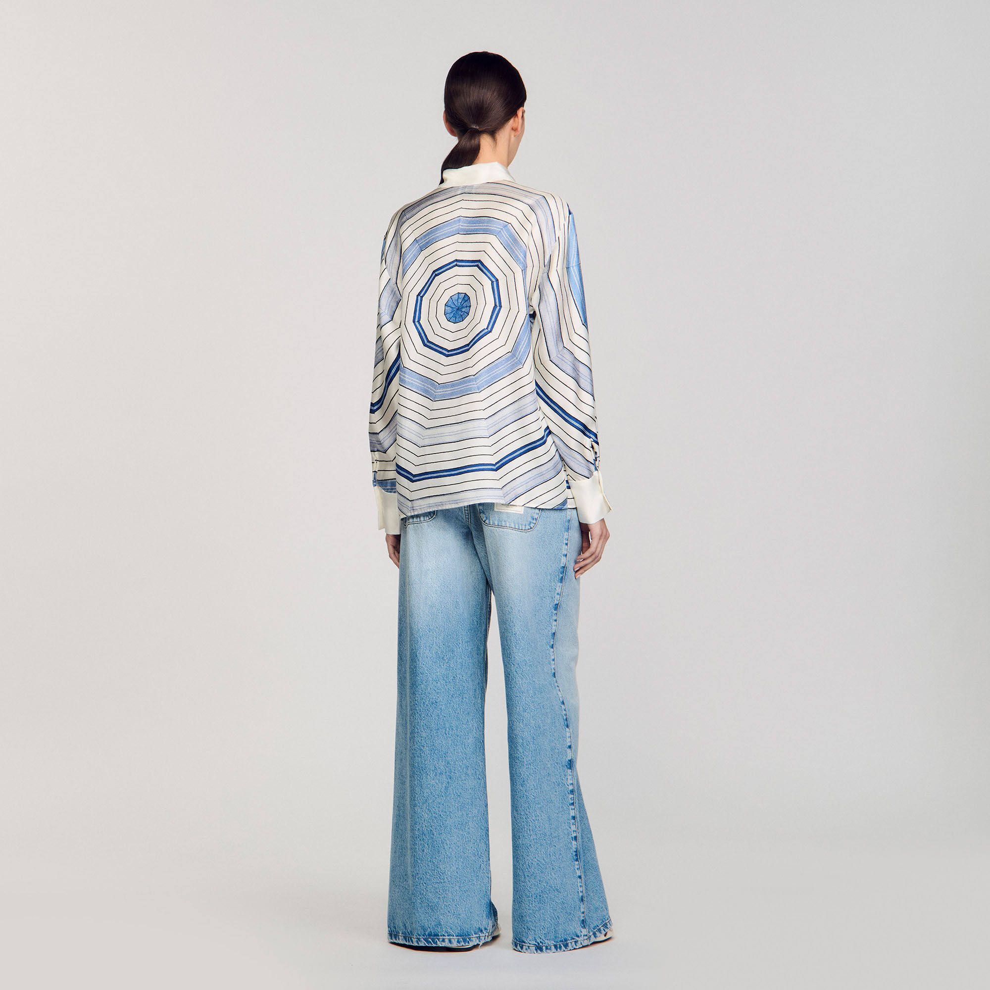 Overhemdblouse zijde Spirales print
