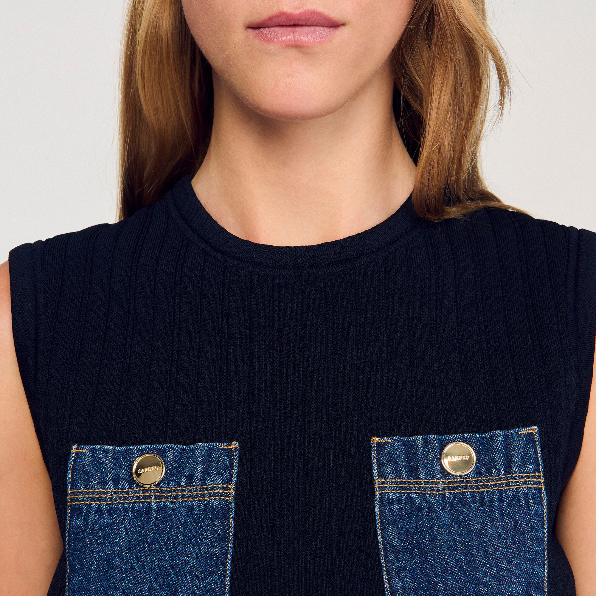 Top tricot en denim