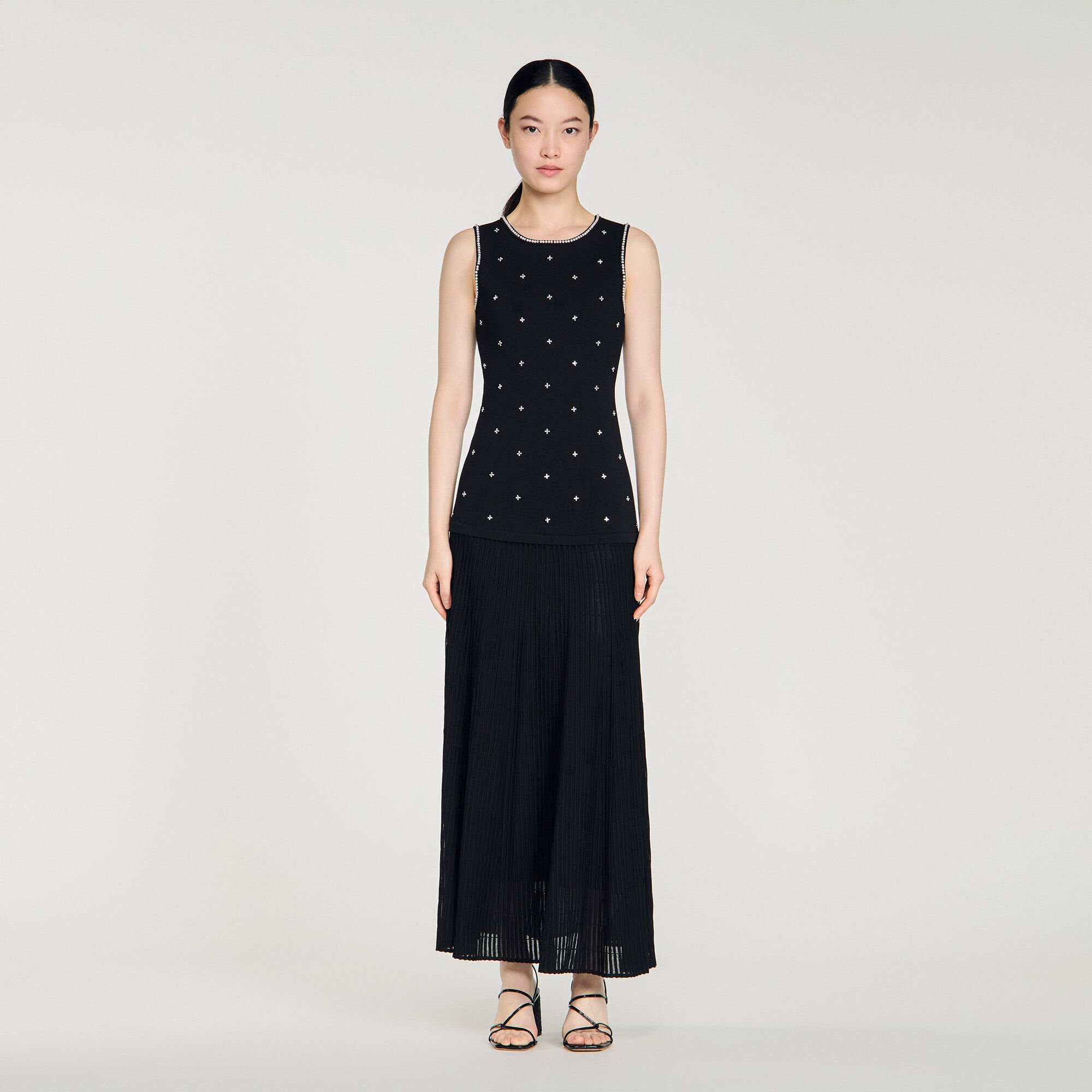 Lange jurk bloemenprint met stras