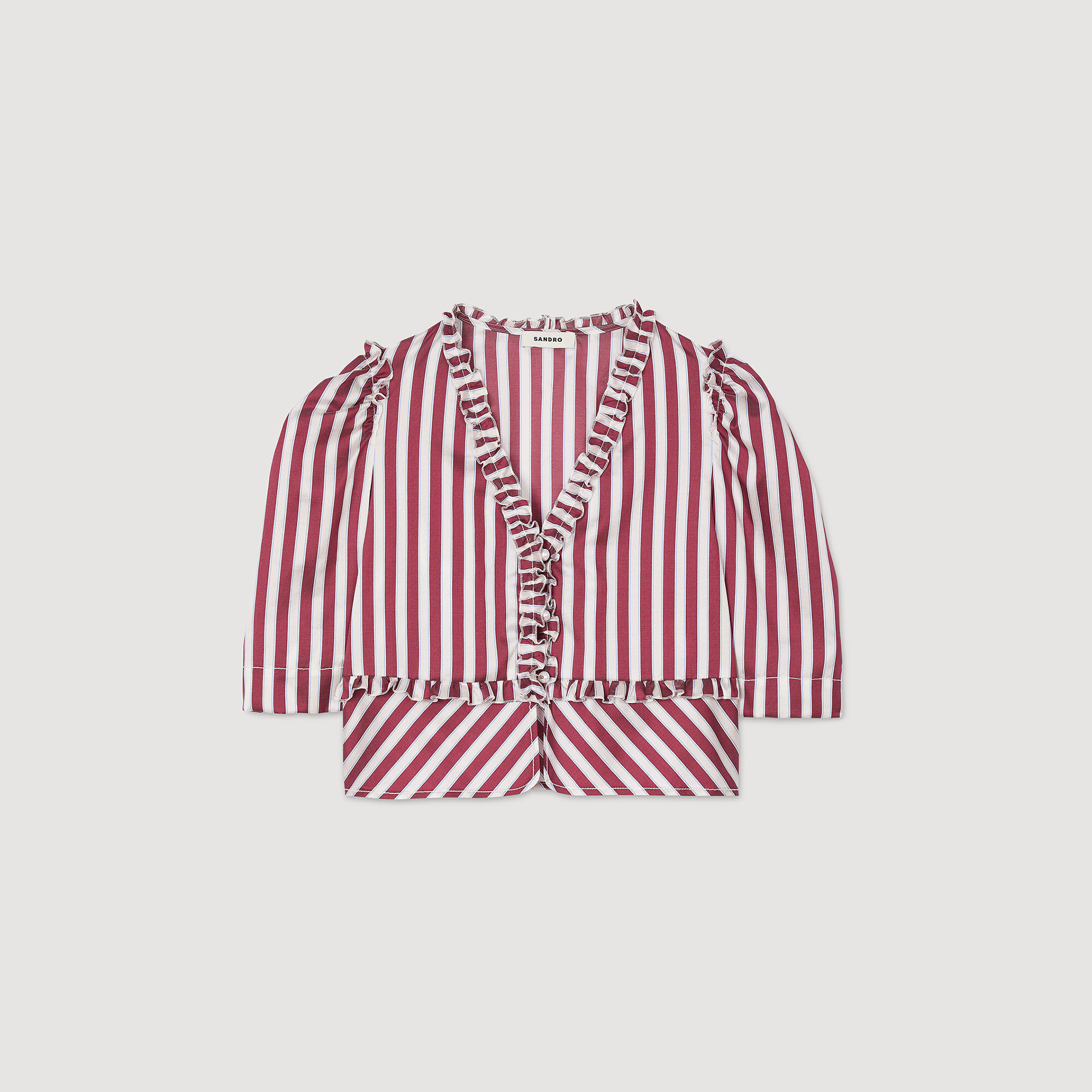 Overhemdblouse gestreept en volants