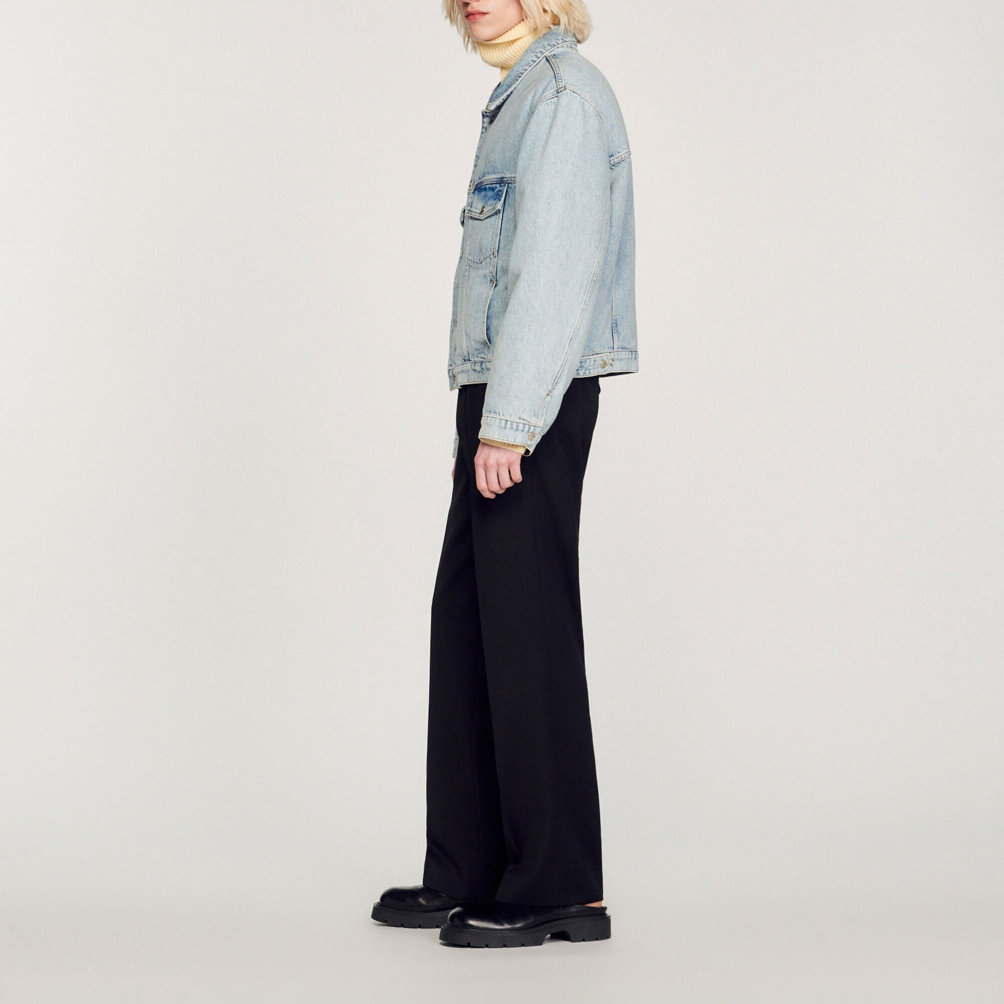 Denim jack van joggingstof