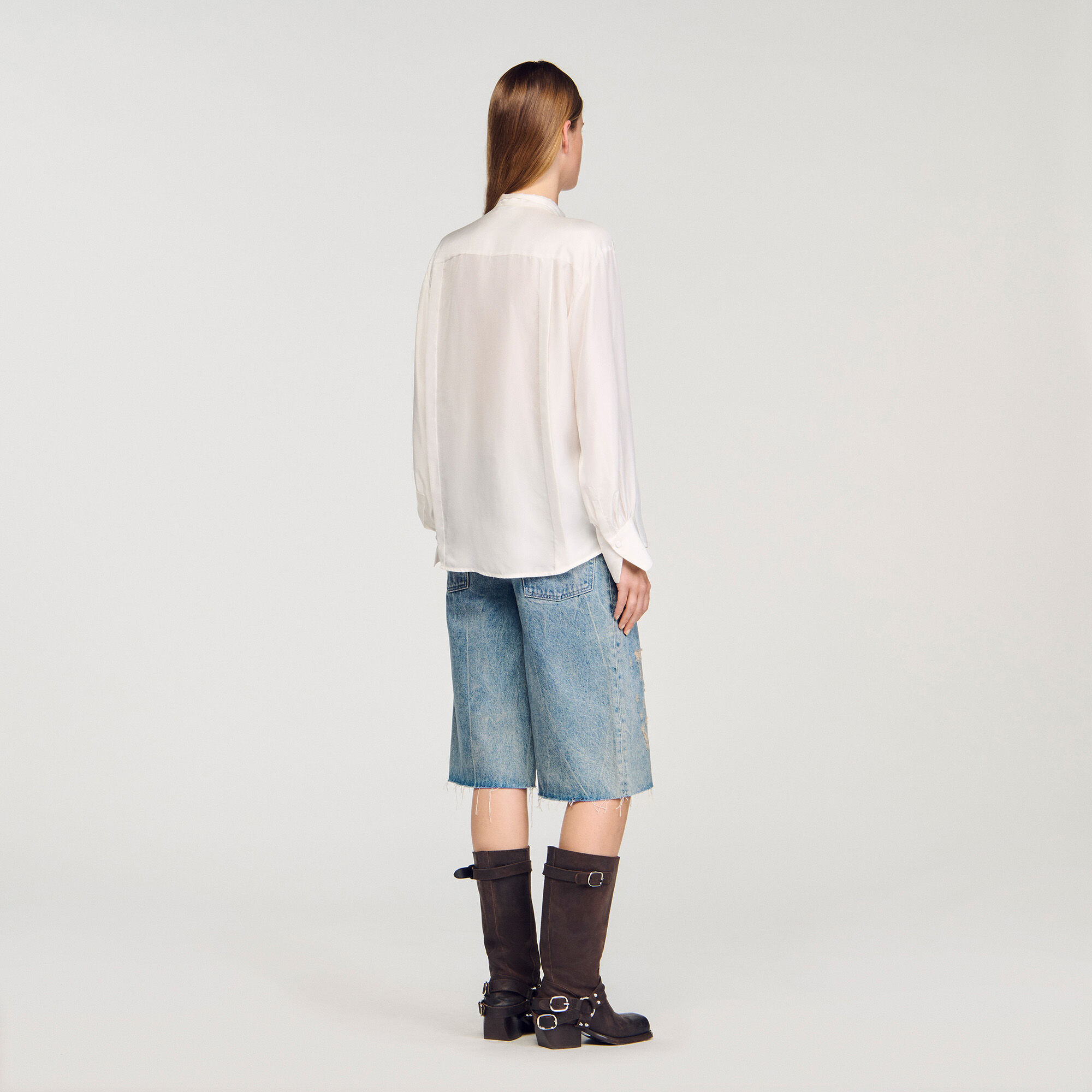 Zijden blouse met lavallière