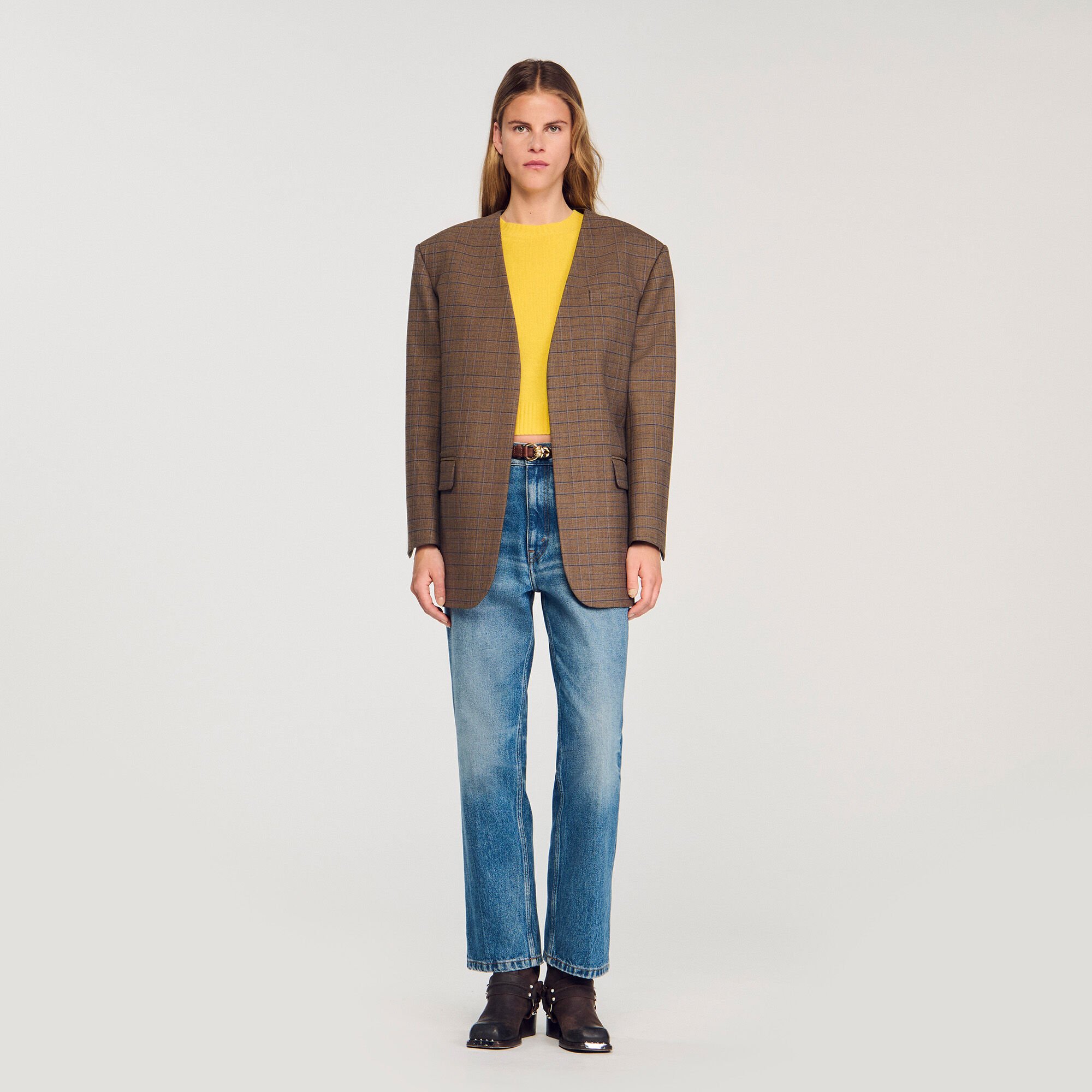 Oversized geruit jasje