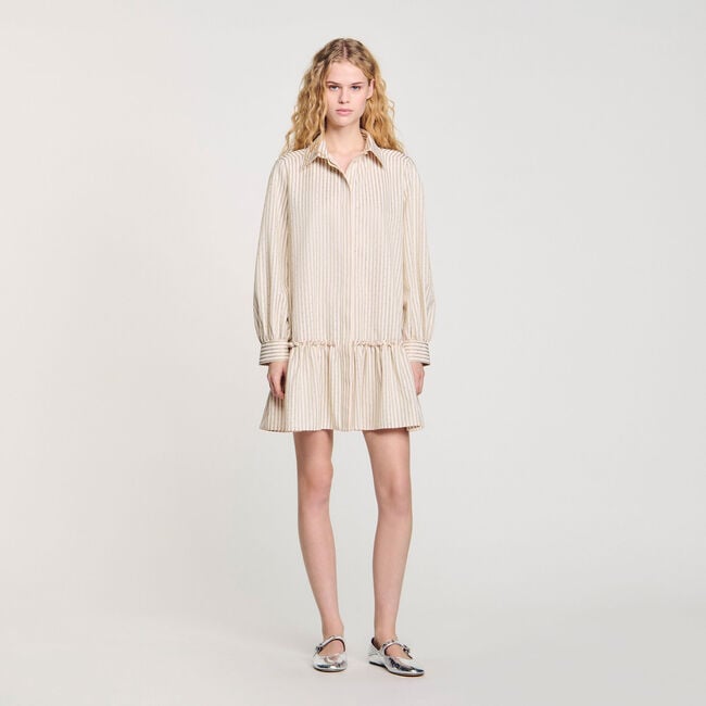 Jurk overhemdblouse gestreept met stras